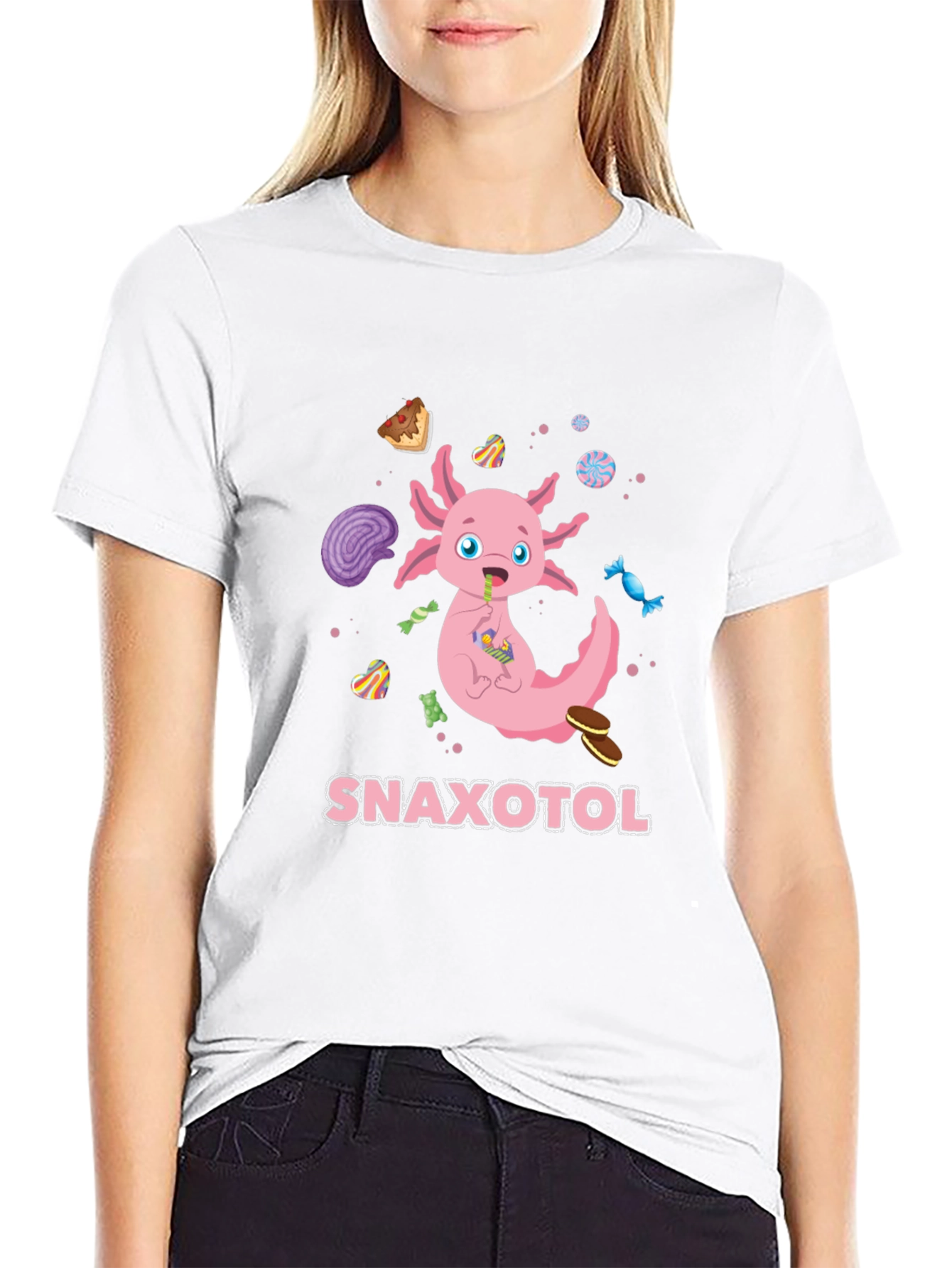Snaxolotl T-Shirt: Cute Axolotl & Candy