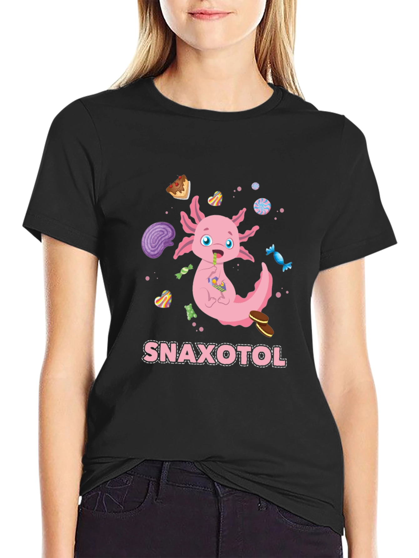 Snaxolotl T-Shirt: Cute Axolotl & Candy