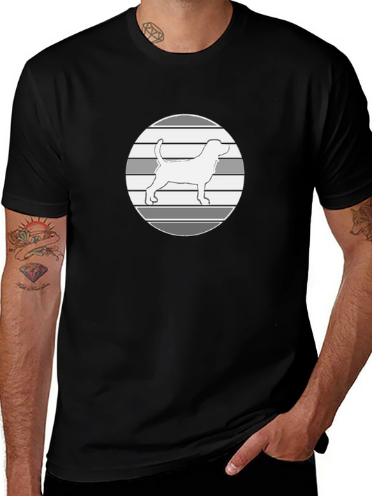Dog Silhouette Graphic Tee - Mens Casual Black T-Shirt