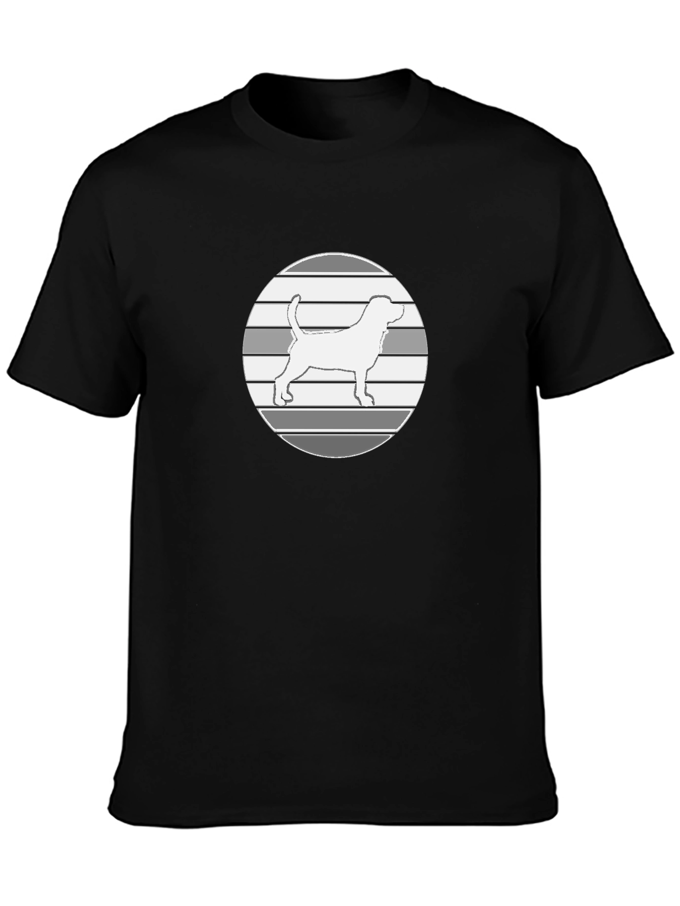 Dog Silhouette Graphic Tee - Mens Casual Black T-Shirt
