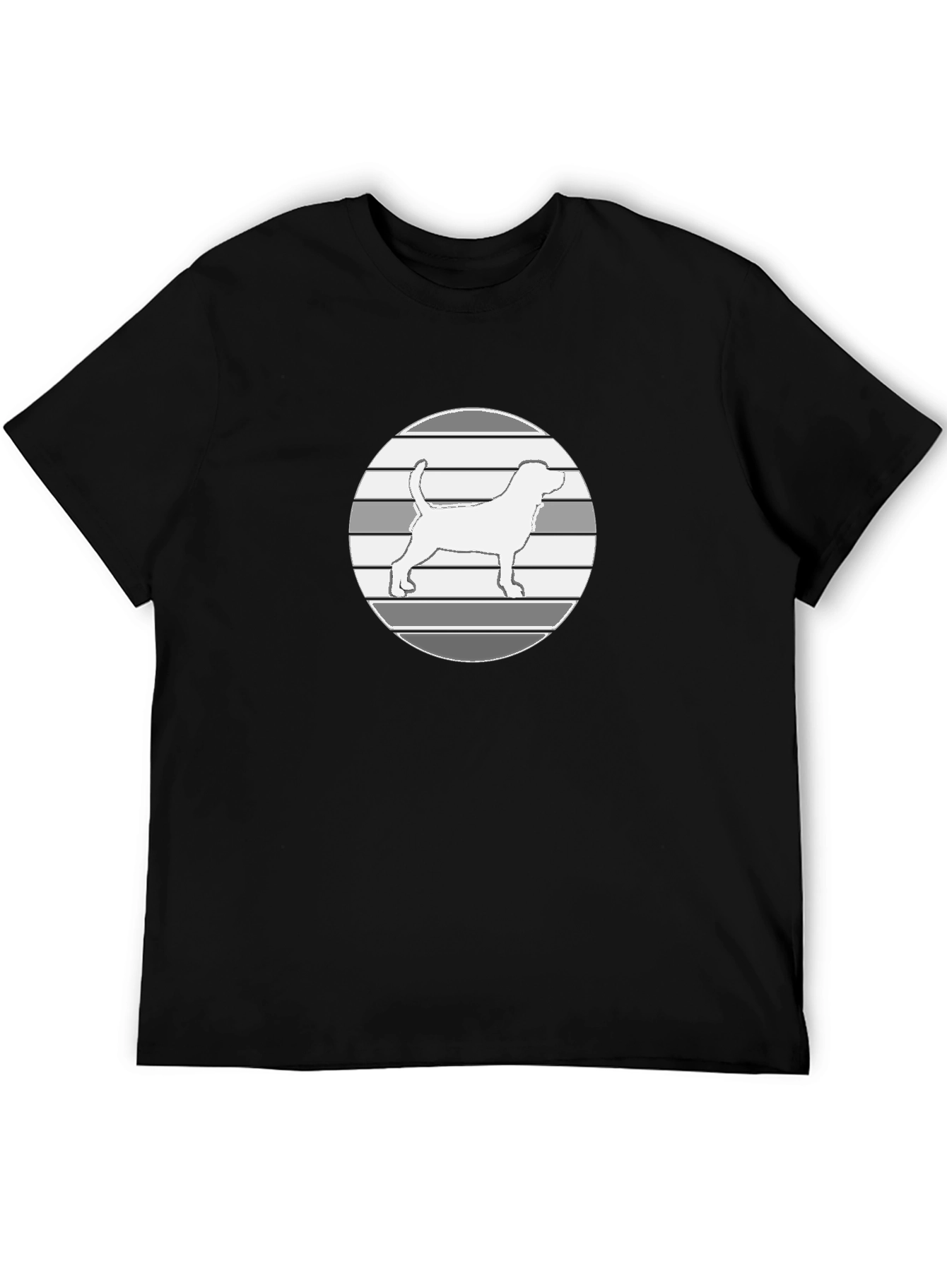 Dog Silhouette Graphic Tee - Mens Casual Black T-Shirt