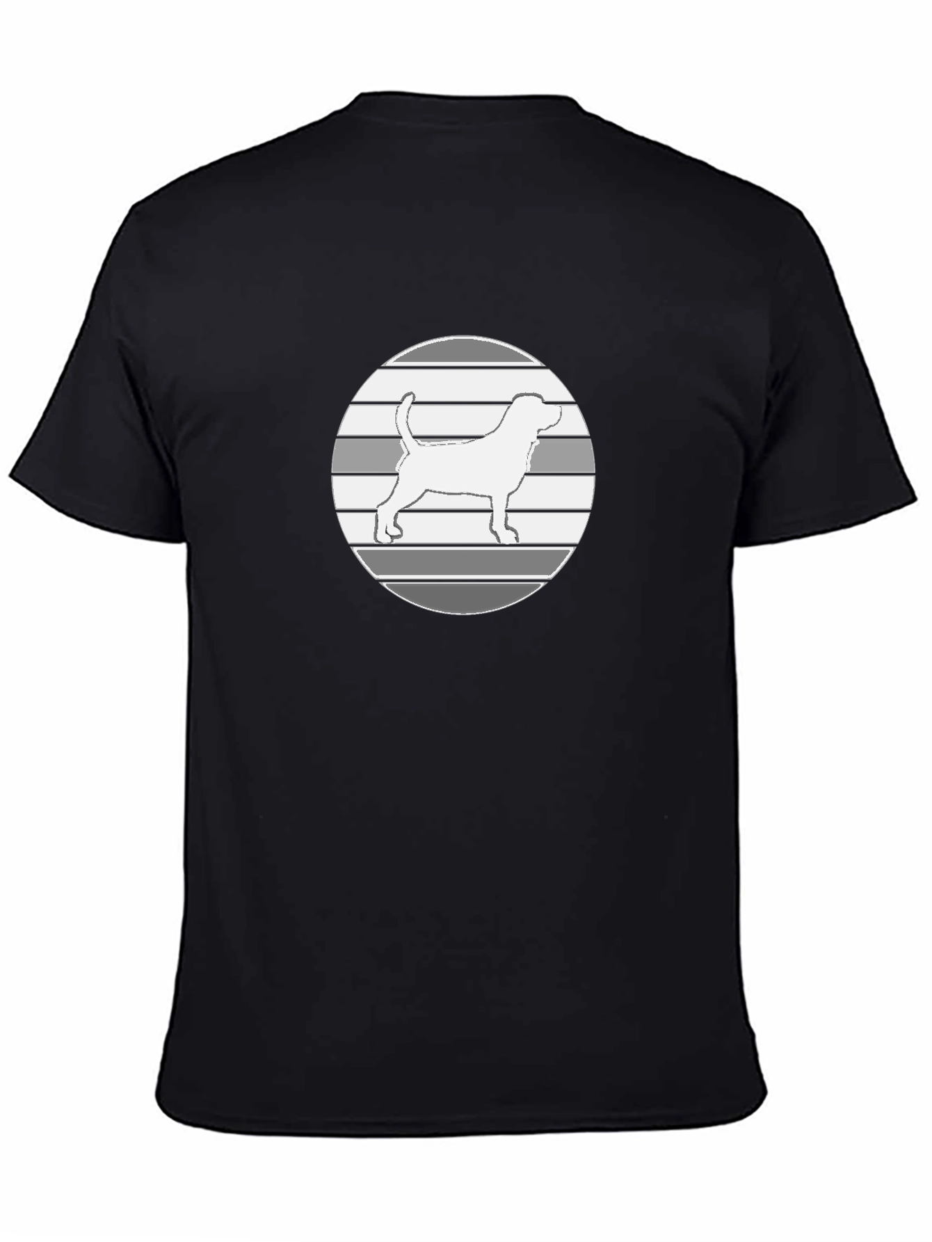 Dog Silhouette Graphic Tee - Mens Casual Black T-Shirt