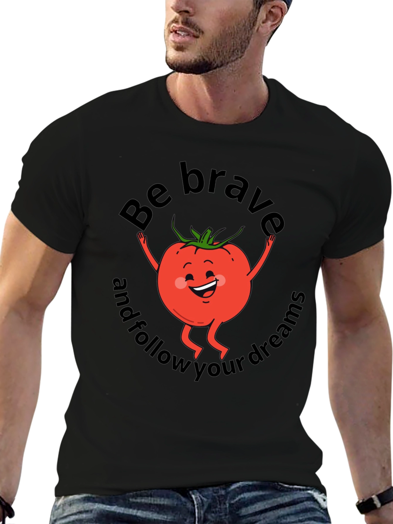 Be Brave Tomato Graphic T-Shirt - Black Cotton Tee