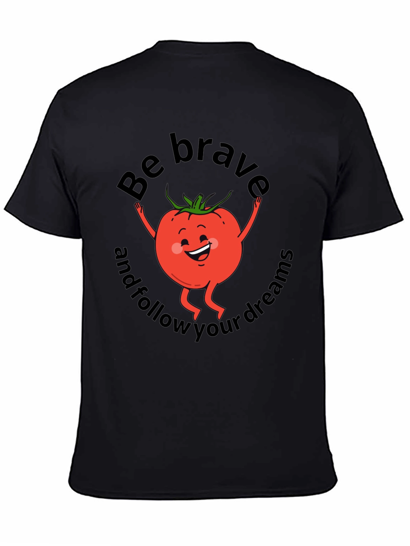 Be Brave Tomato Graphic T-Shirt - Black Cotton Tee