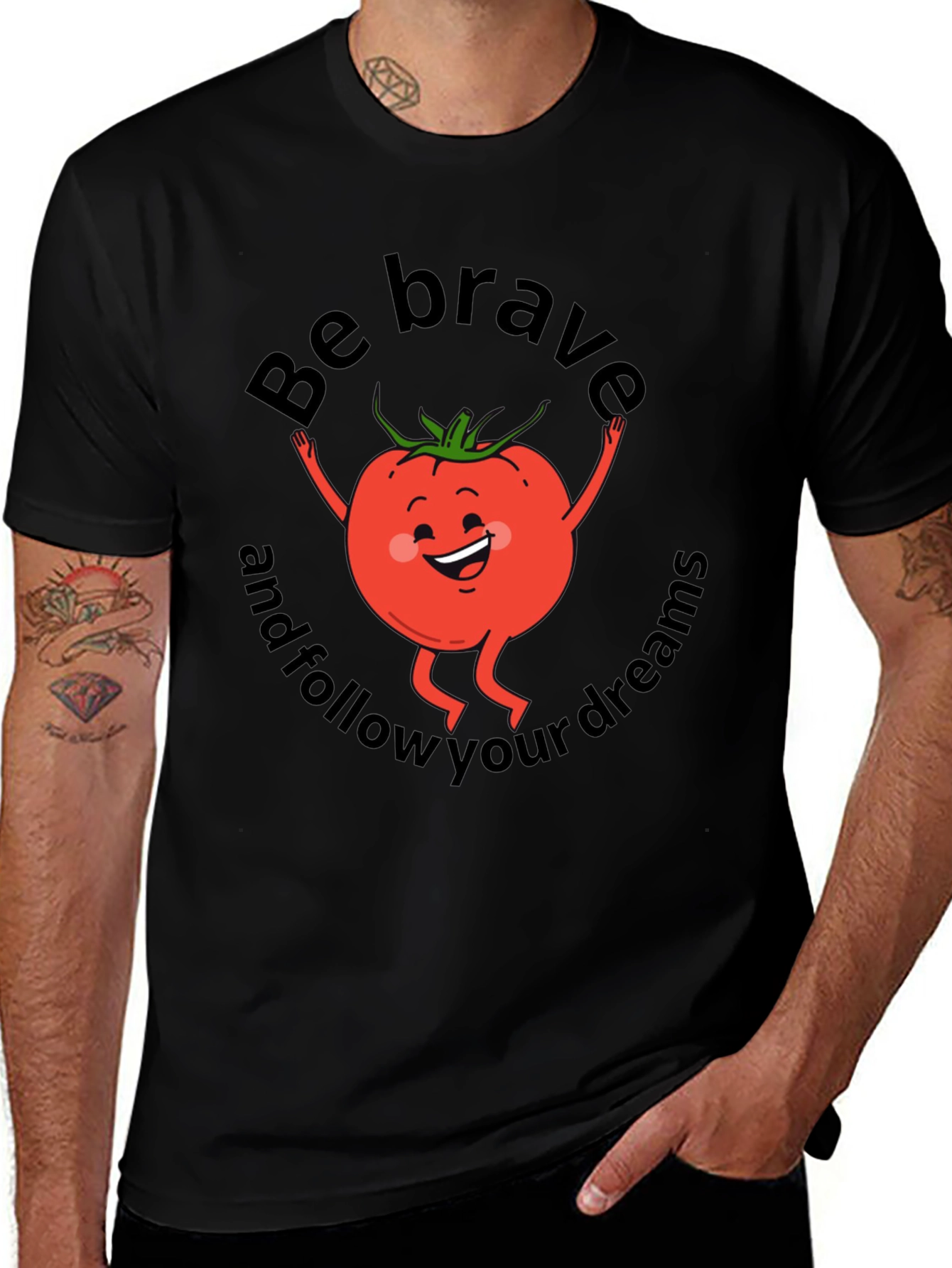 Be Brave Tomato Graphic T-Shirt - Black Cotton Tee