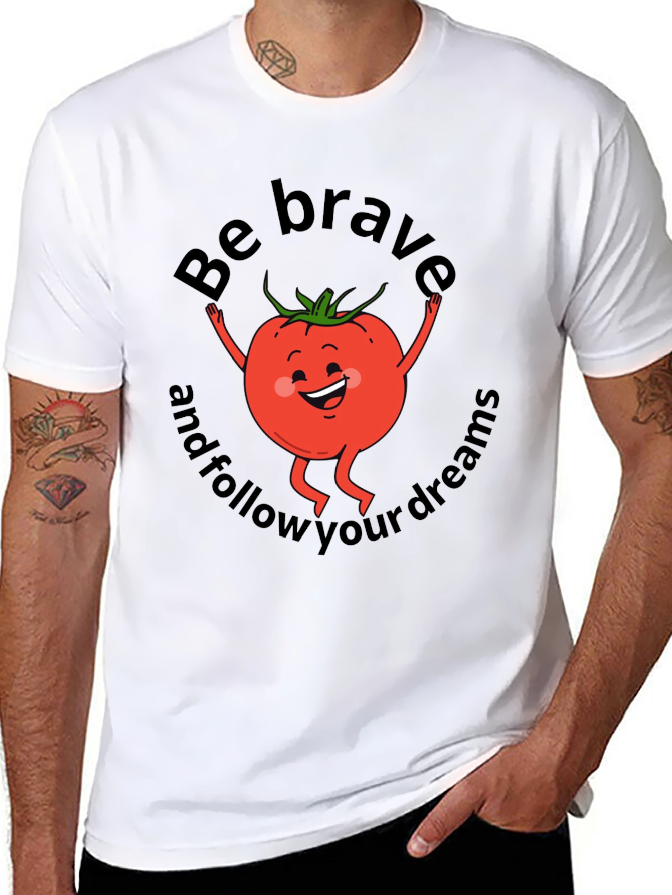 Be Brave Tomato Graphic T-Shirt - Black Cotton Tee