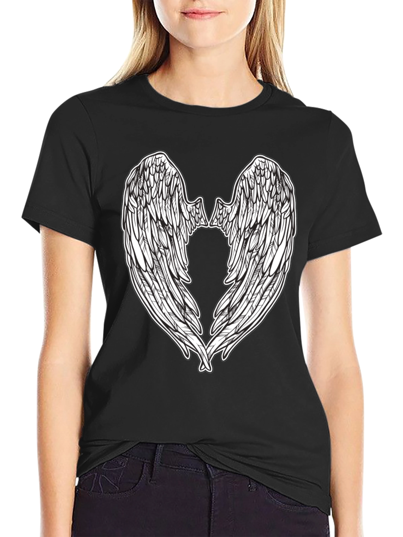 Angel Wing Graphic Tee - Black