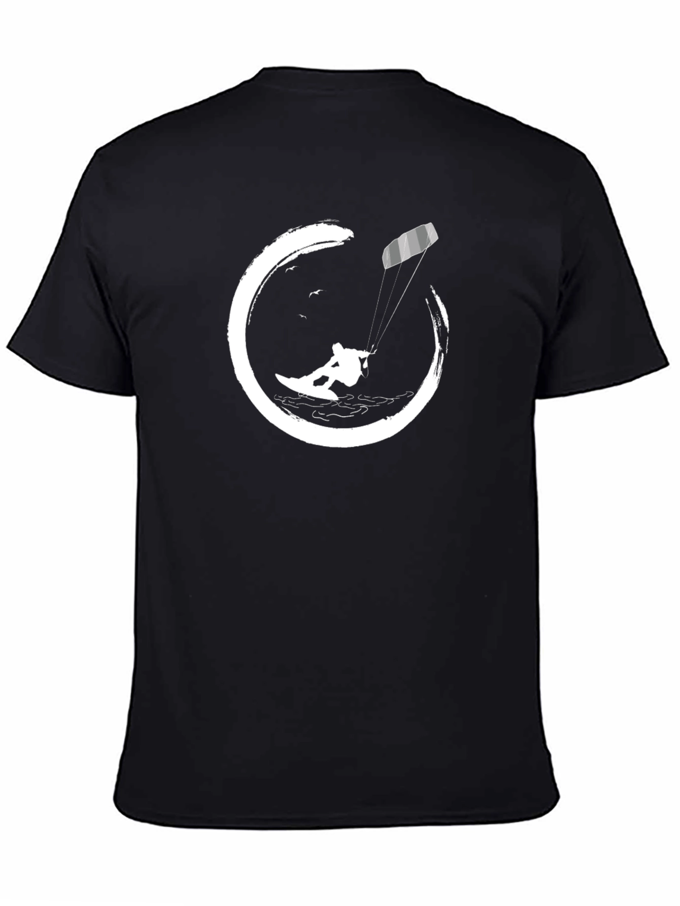 Kitesurfing Graphic Tee - Black Cotton T-Shirt