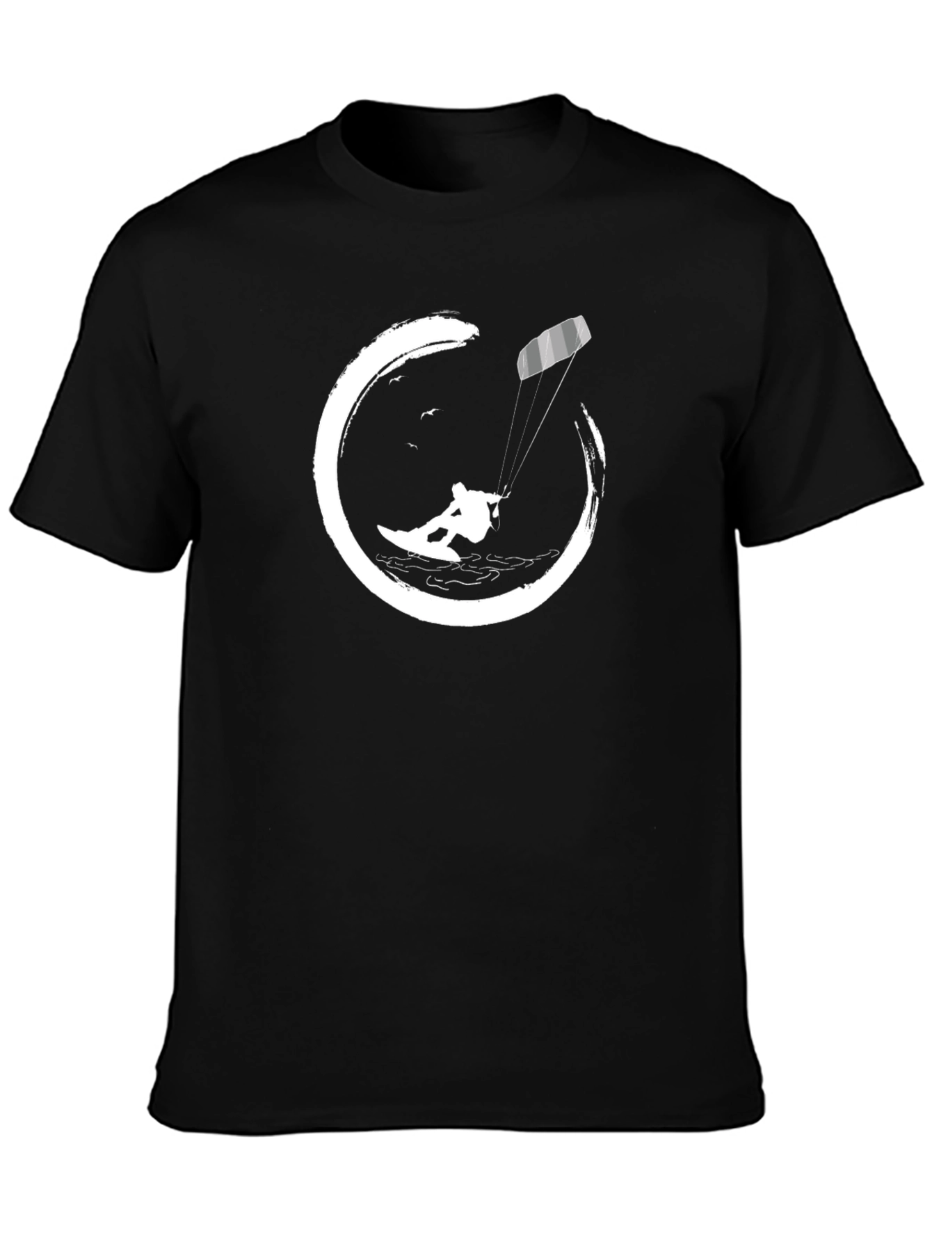 Kitesurfing Graphic Tee - Black Cotton T-Shirt