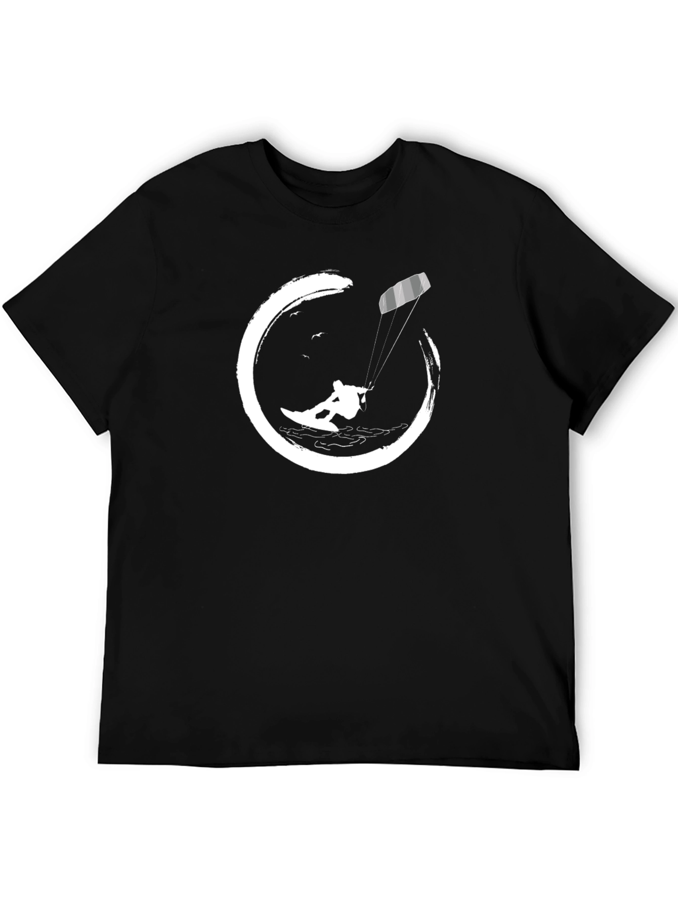 Kitesurfing Graphic Tee - Black Cotton T-Shirt