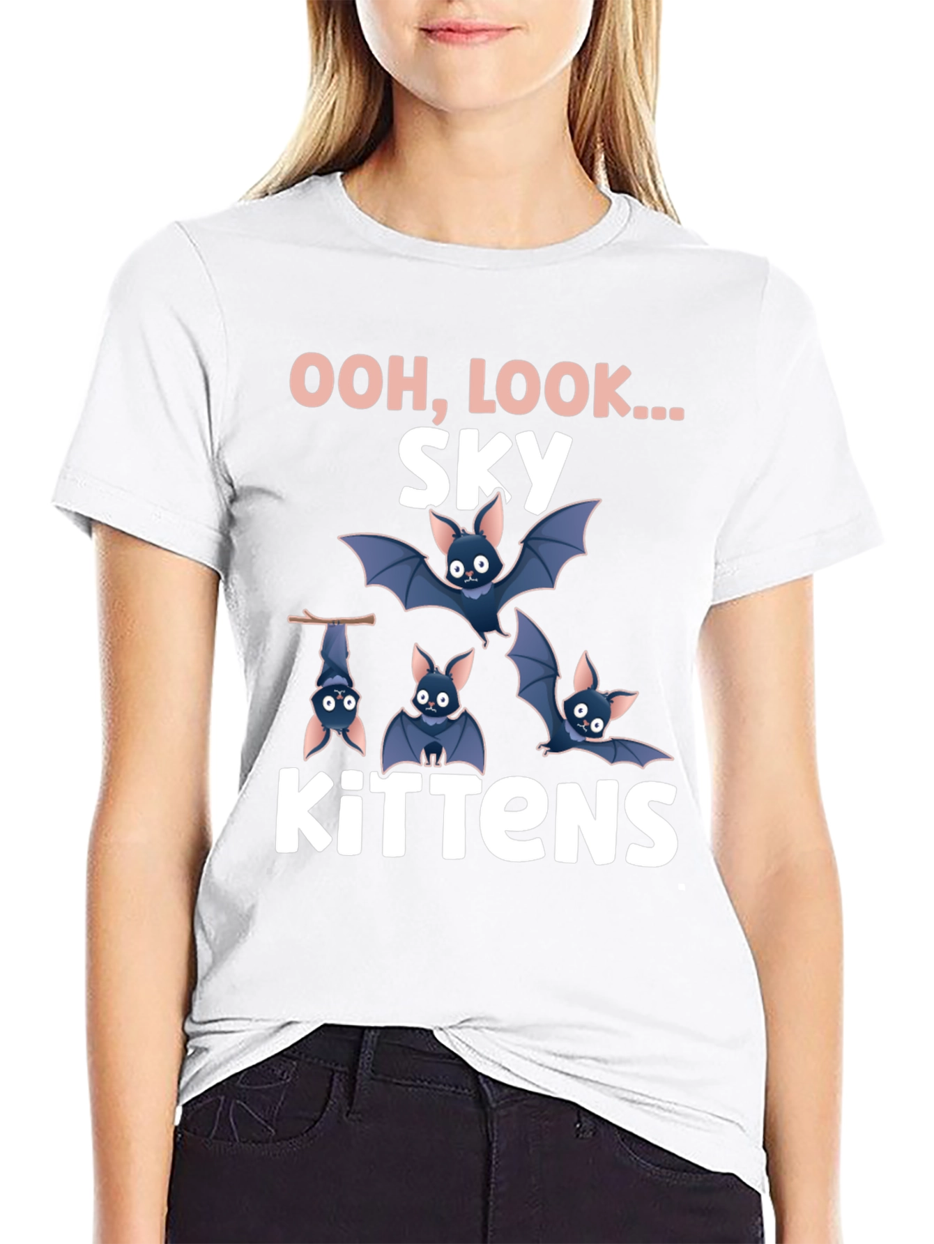 Sky Kittens Graphic Tee - Cute Bat T-Shirt
