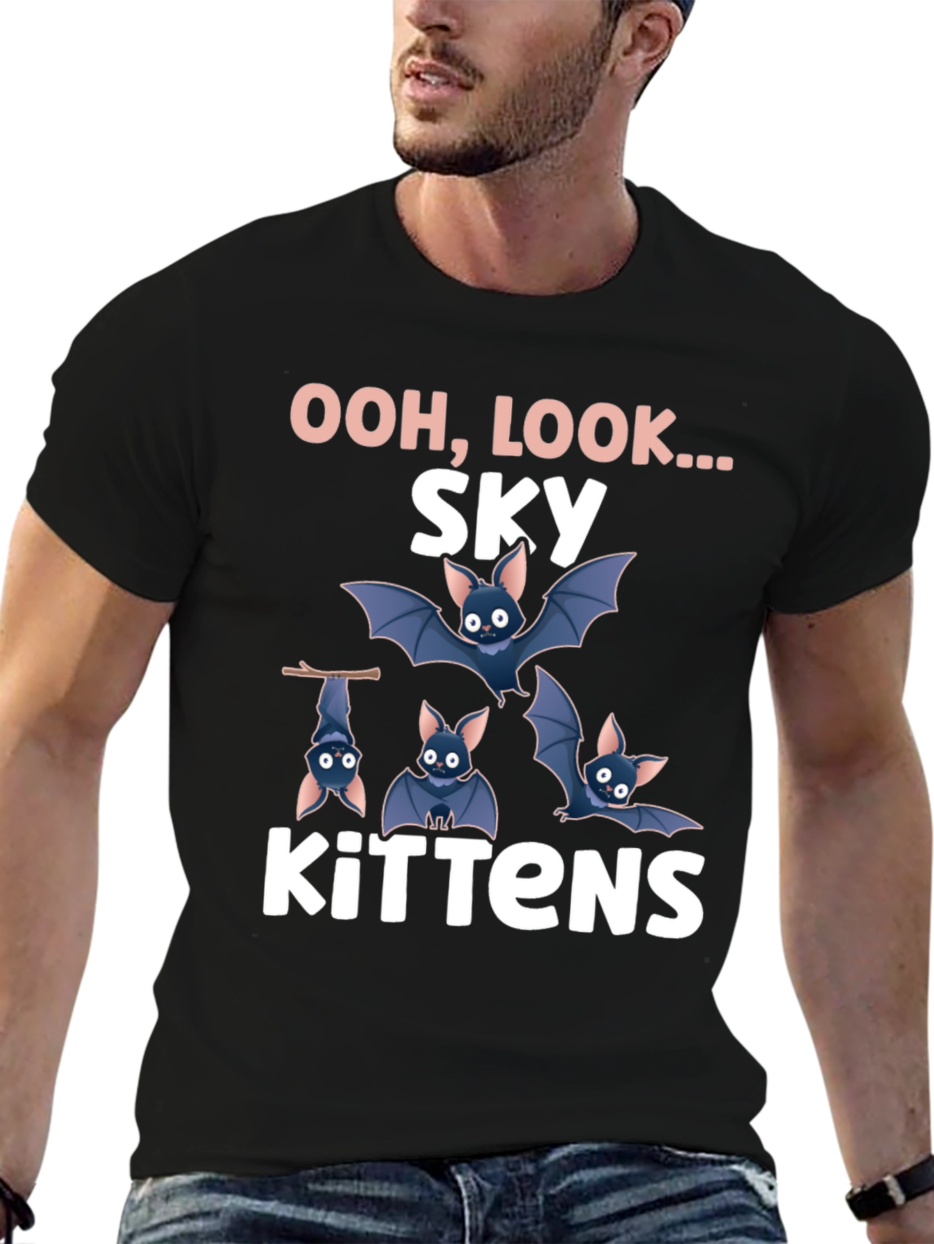 Sky Kittens Graphic Tee - Cute Bat T-Shirt