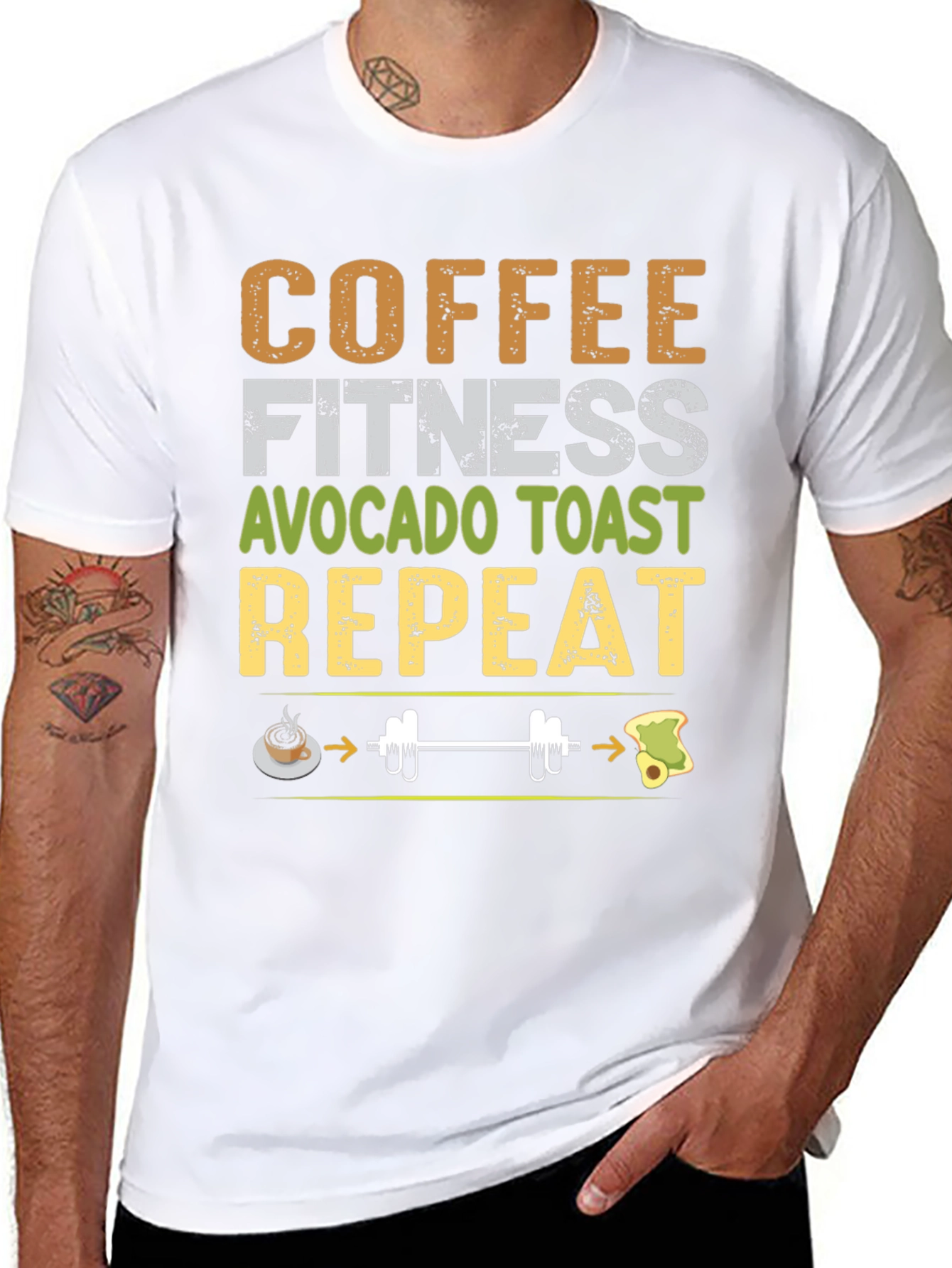 Coffee Fitness Avocado Toast Repeat Graphic Tee
