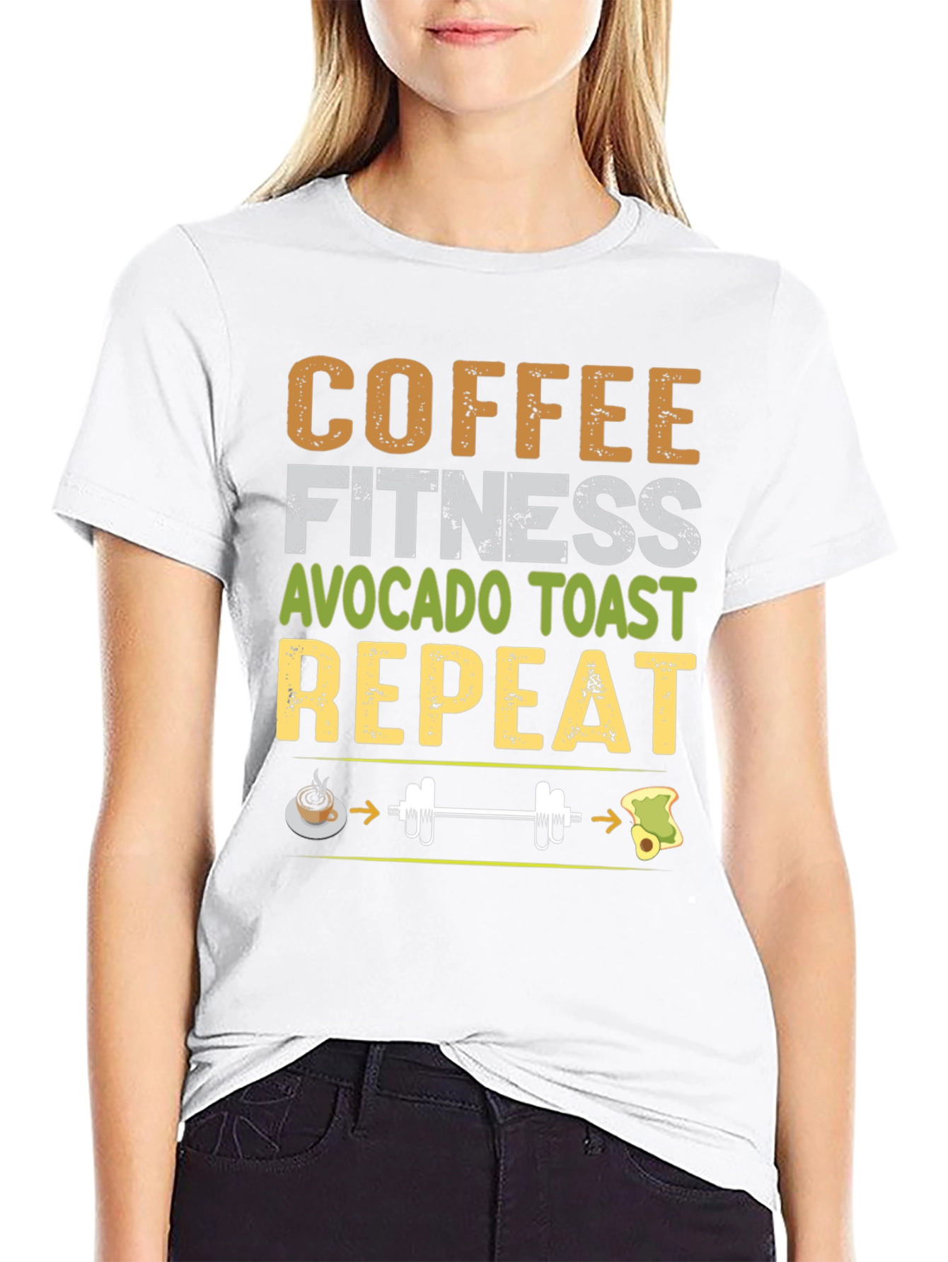 Coffee Fitness Avocado Toast Repeat Graphic Tee