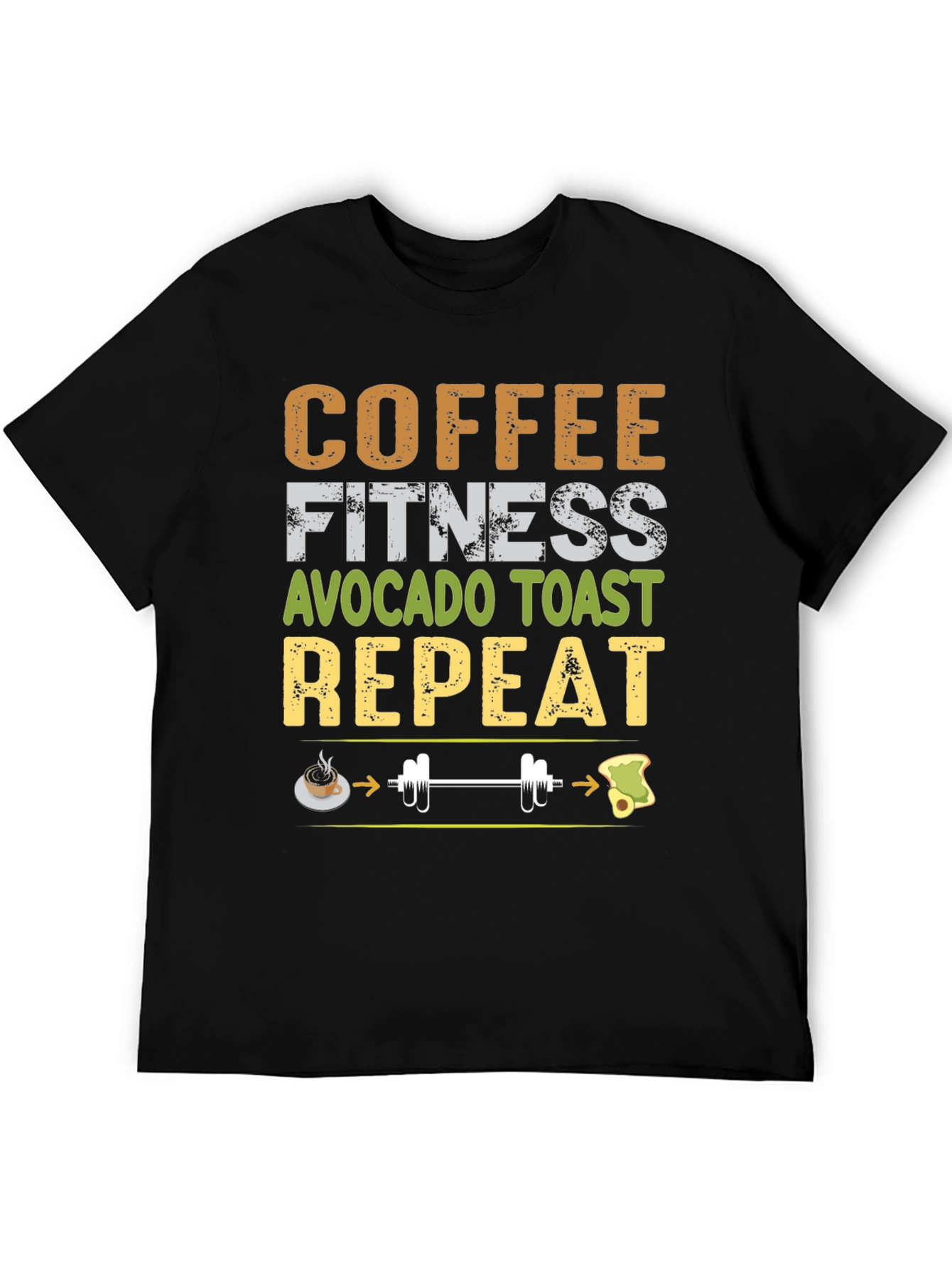 Coffee Fitness Avocado Toast Repeat Graphic Tee