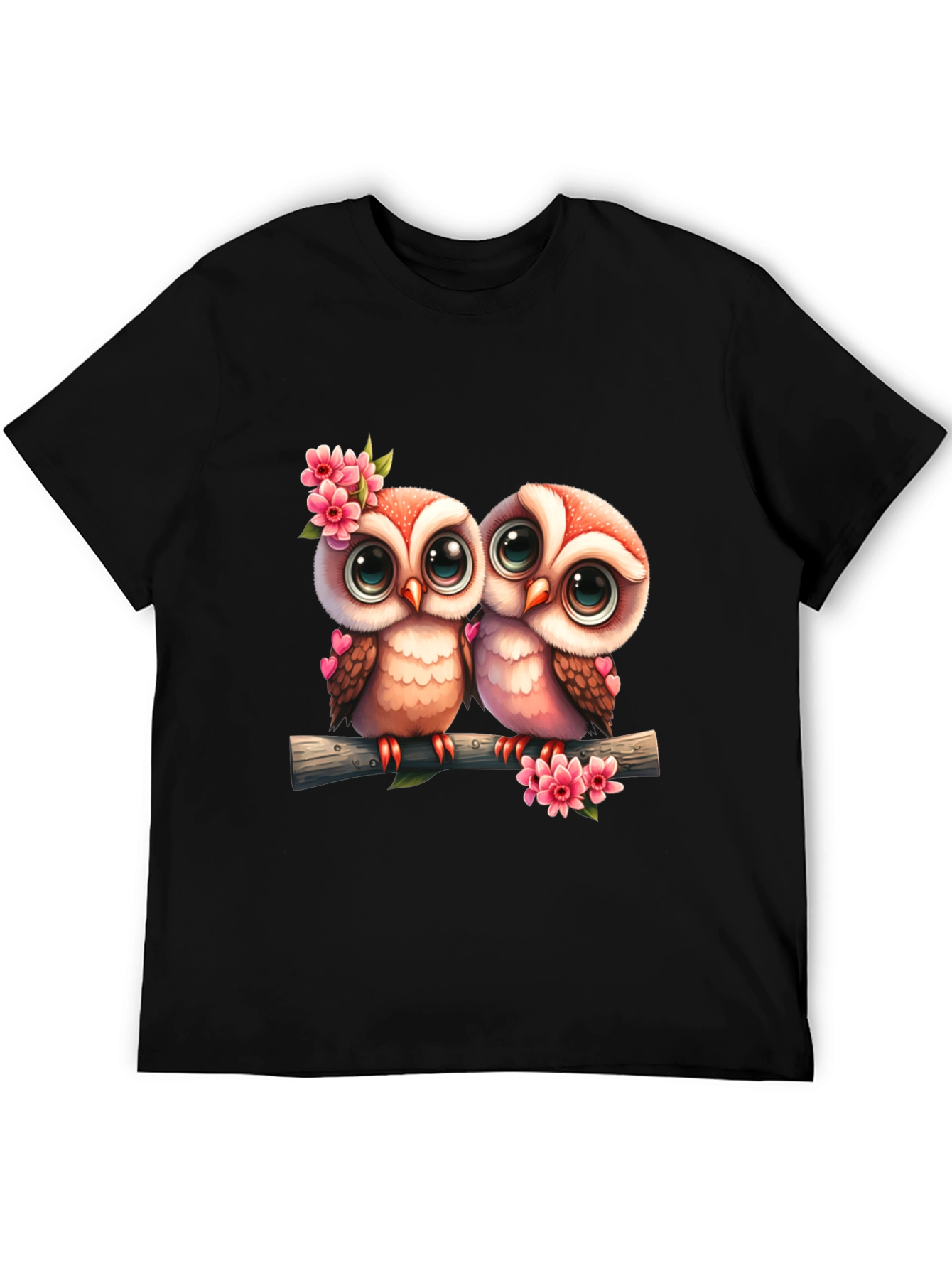 Owl Love Tee: Cute Cartoon Owls on Branch T-Shirt