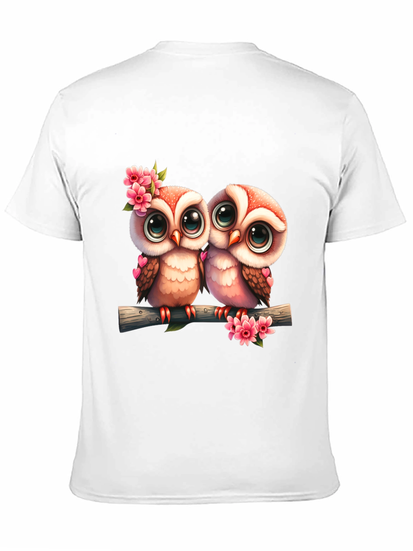 Owl Love Tee: Cute Cartoon Owls on Branch T-Shirt