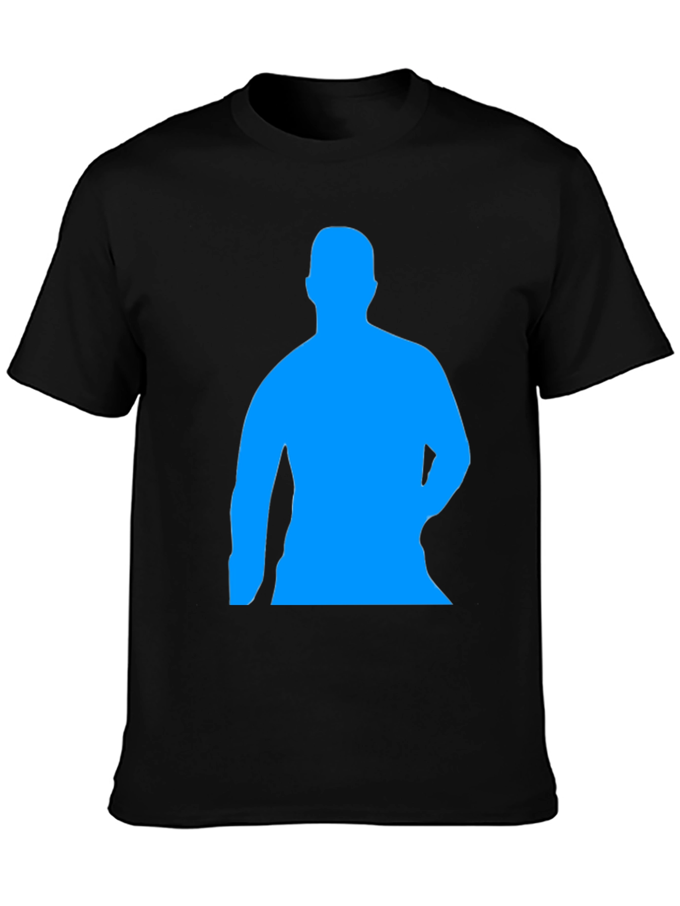 Mens Black Graphic Tee - Blue Silhouette Design
