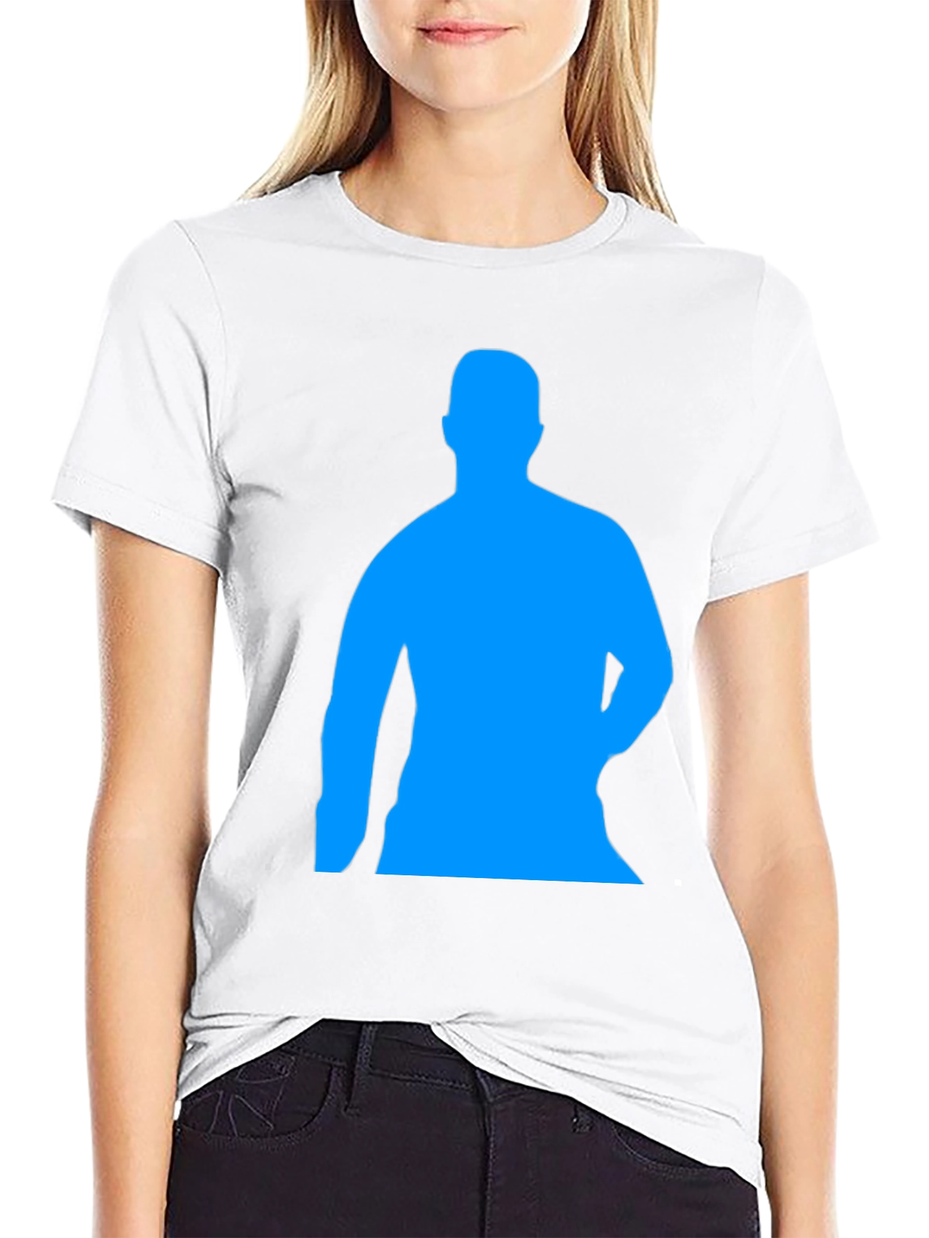 Mens Black Graphic Tee - Blue Silhouette Design