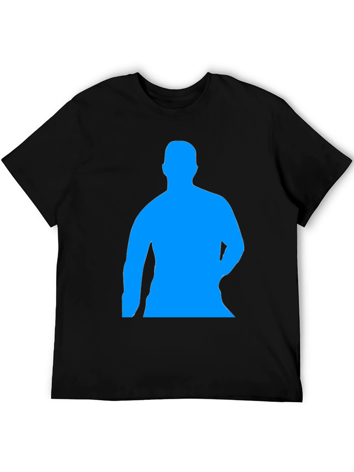 Mens Black Graphic Tee - Blue Silhouette Design