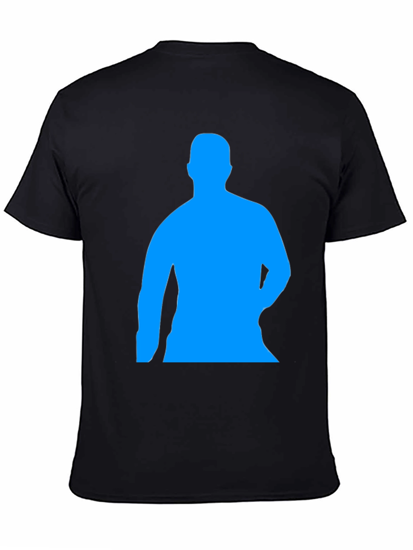 Mens Black Graphic Tee - Blue Silhouette Design