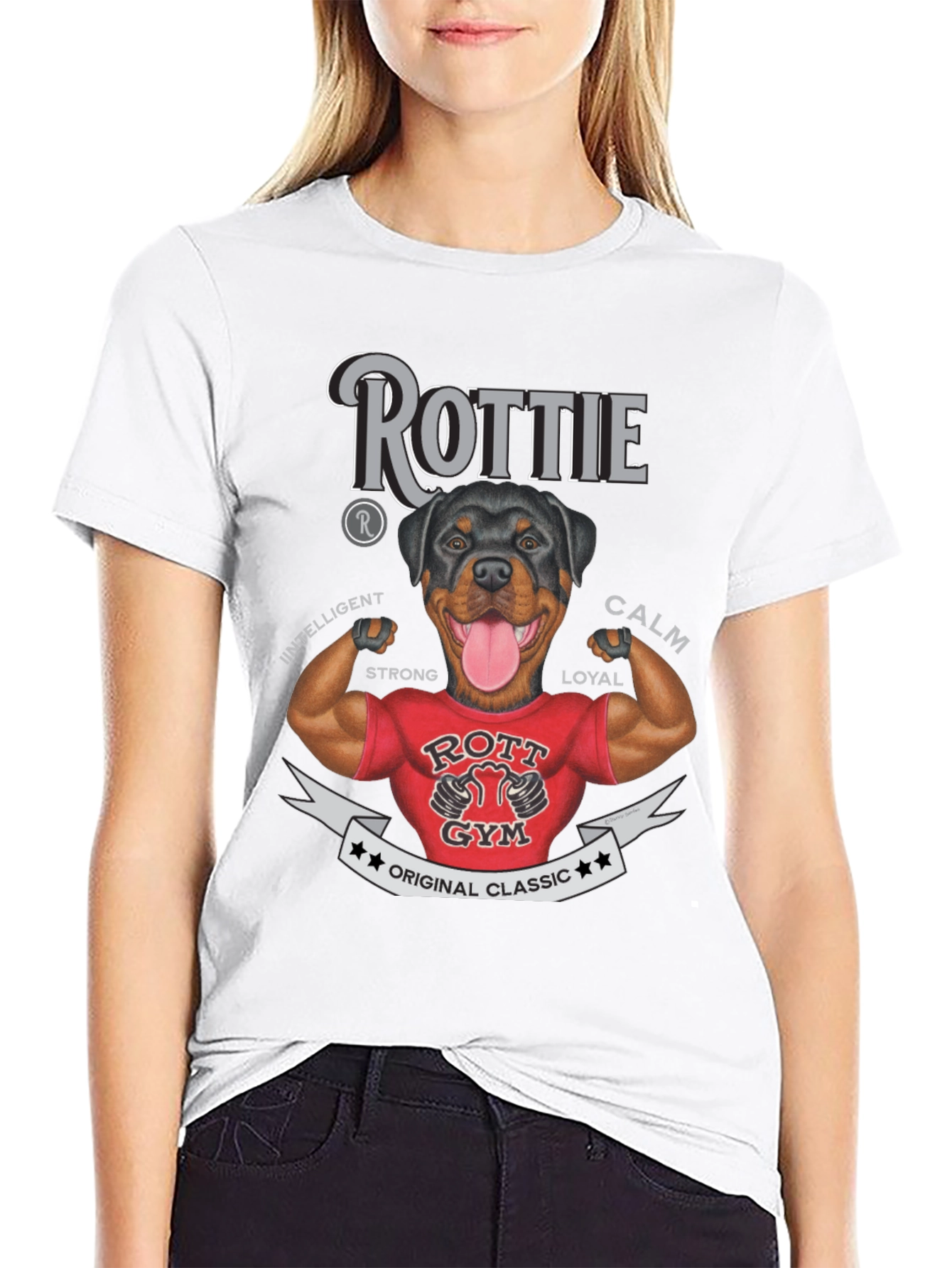 Rottie Gym Dog T-Shirt - Classic Design