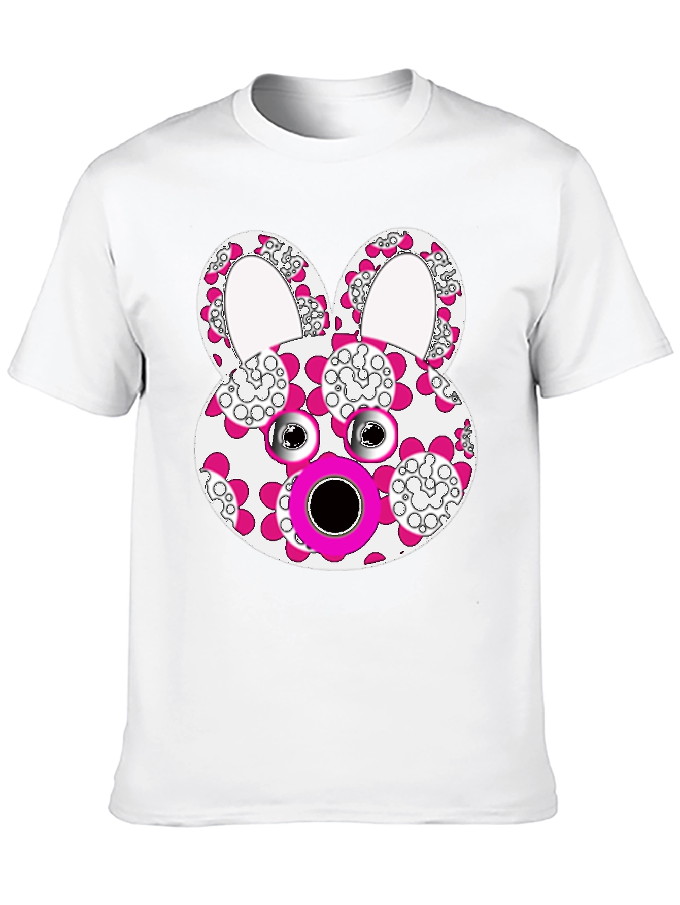 Floral Bunny Graphic Tee - Black Cotton Blend