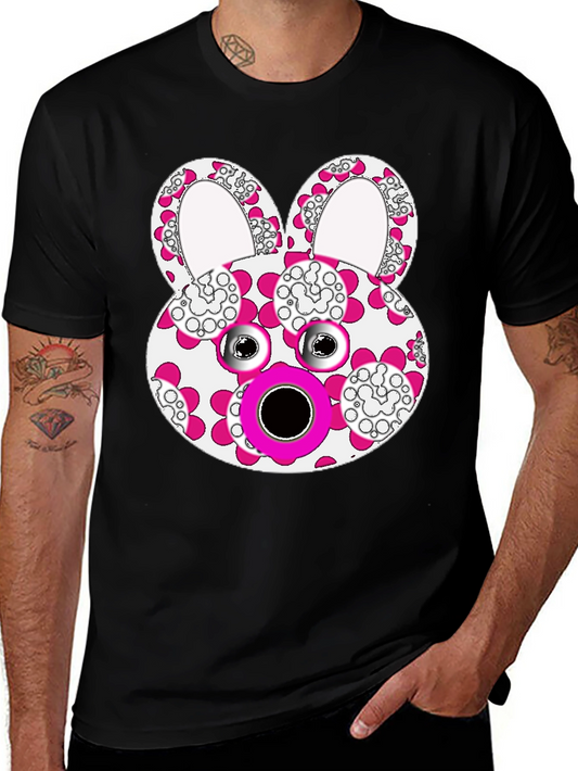 Floral Bunny Graphic Tee - Black Cotton Blend