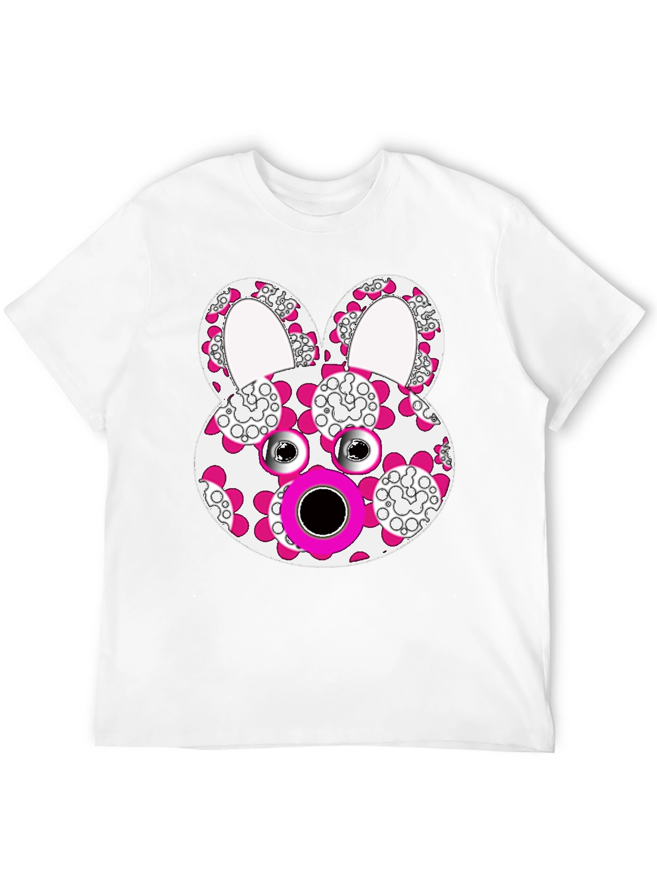 Floral Bunny Graphic Tee - Black Cotton Blend