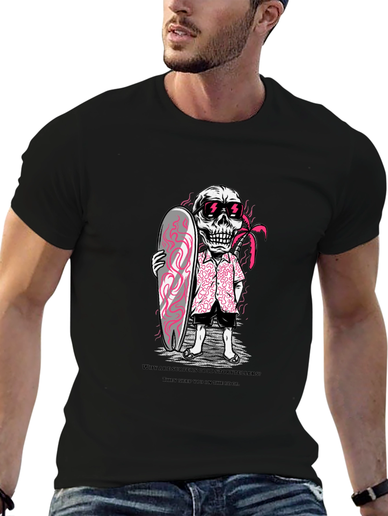 Surfer Skeleton Graphic T-Shirt