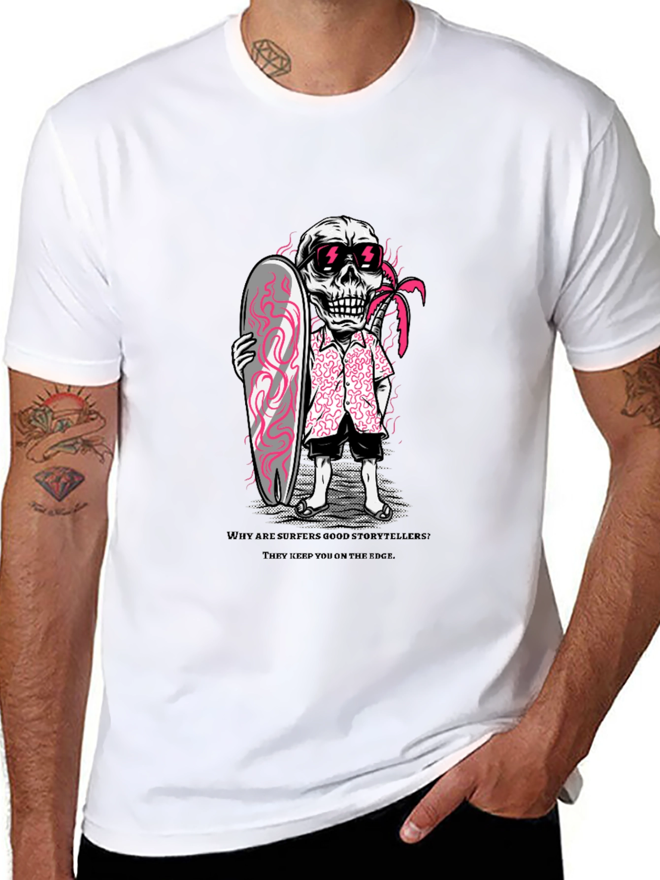 Surfer Skeleton Graphic T-Shirt