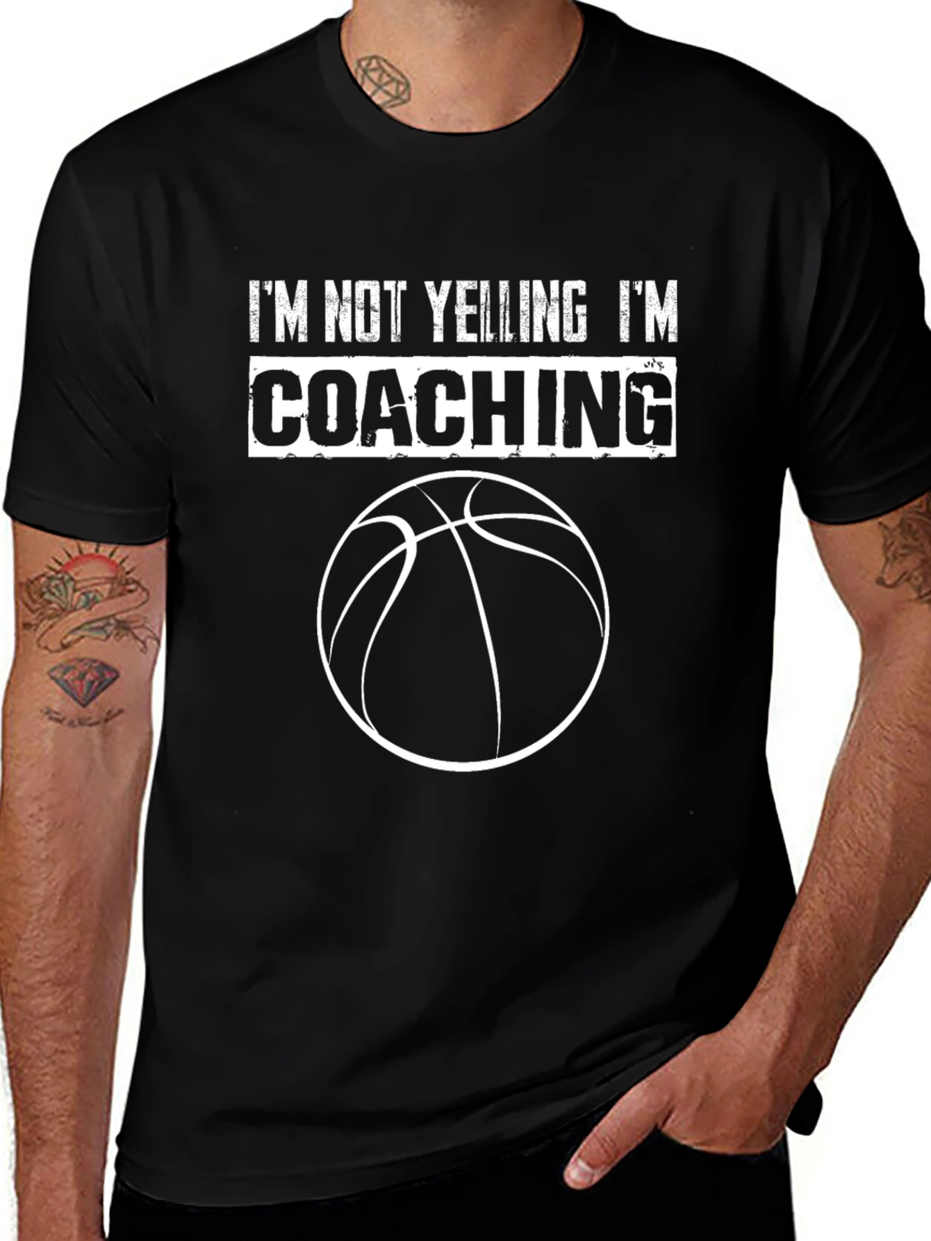 Basketball Coach T-Shirt - Im Not Yelling Im Coaching