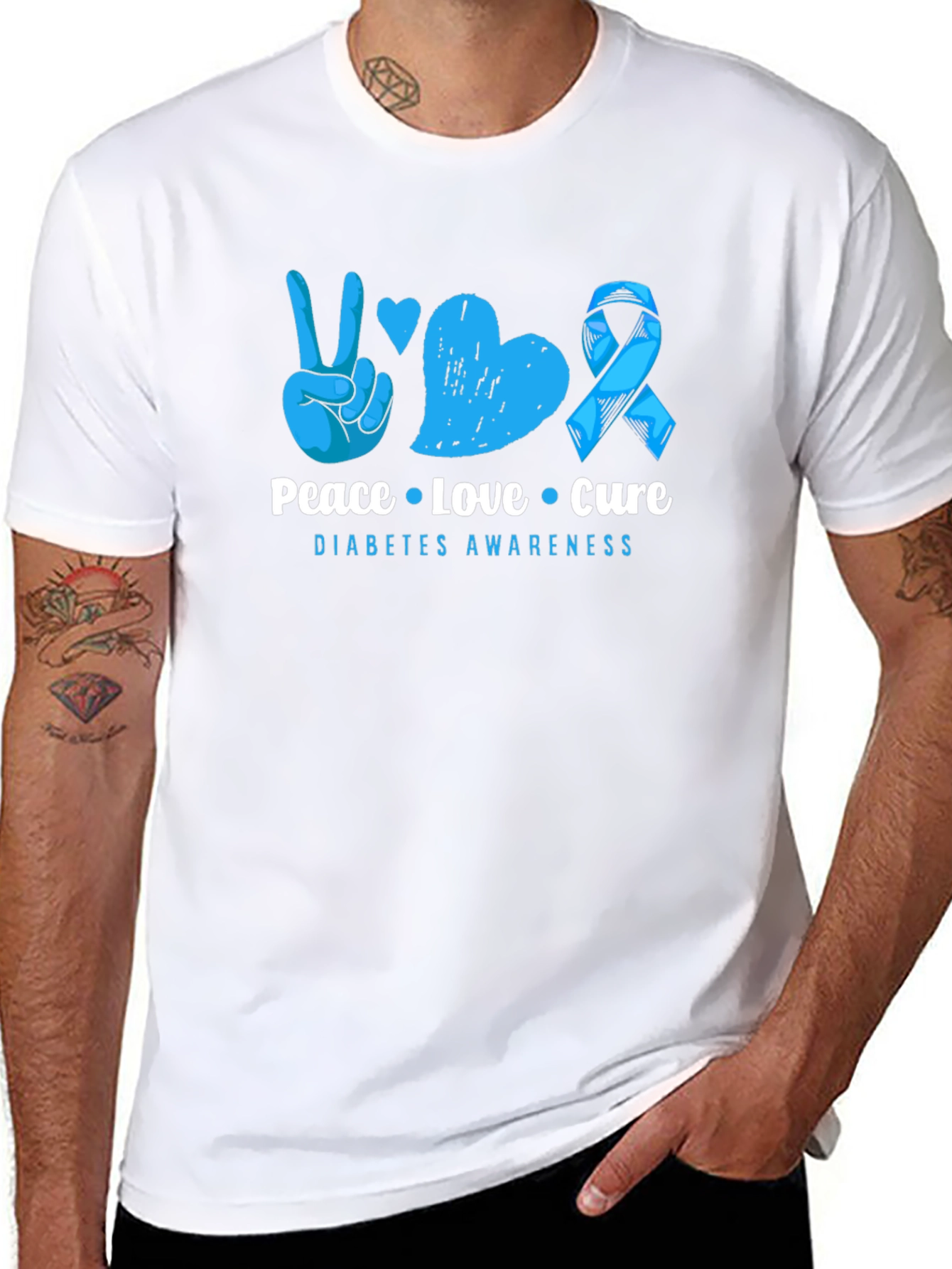 Peace Love Cure Diabetes Awareness T-Shirt