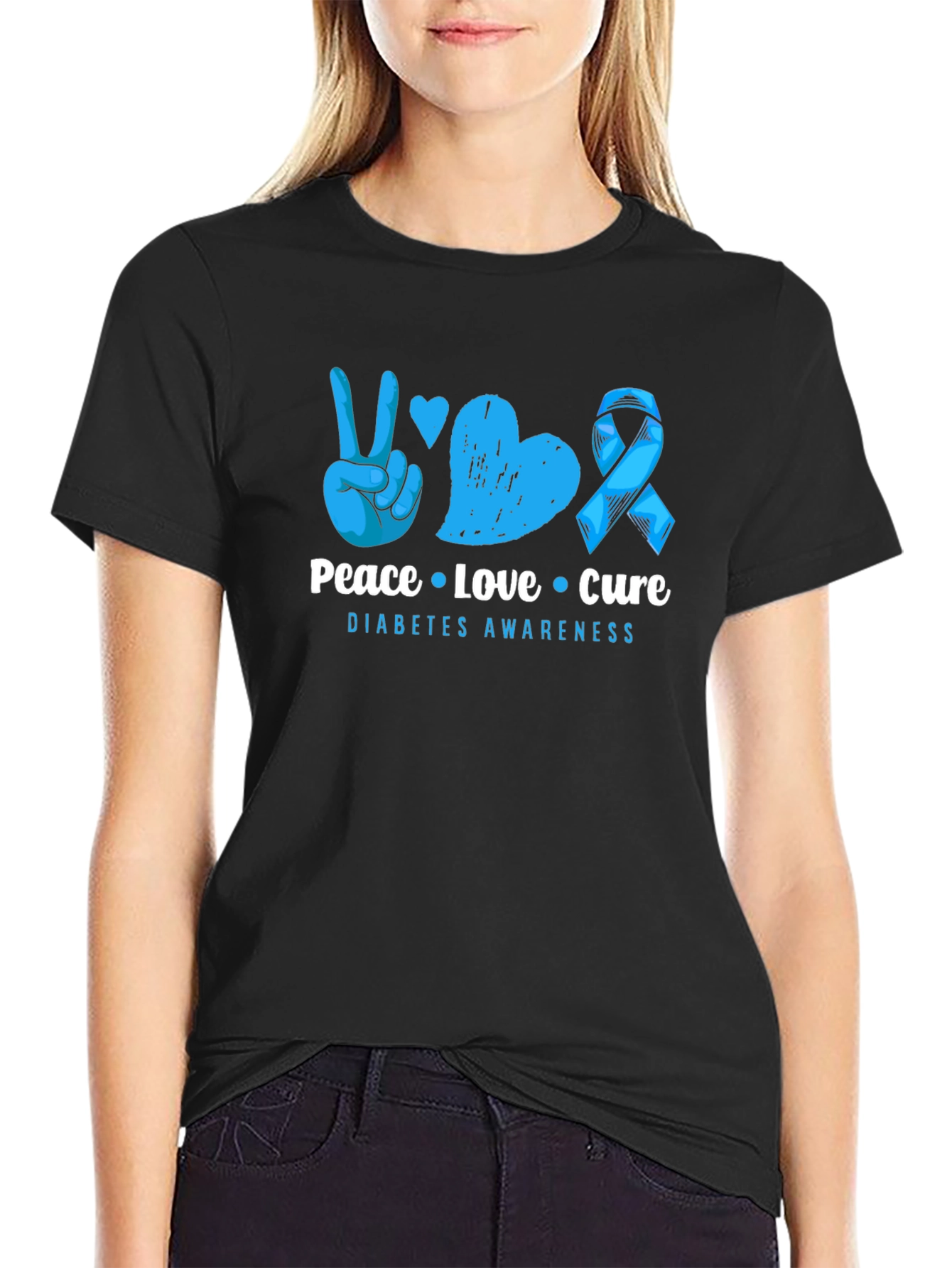 Peace Love Cure Diabetes Awareness T-Shirt