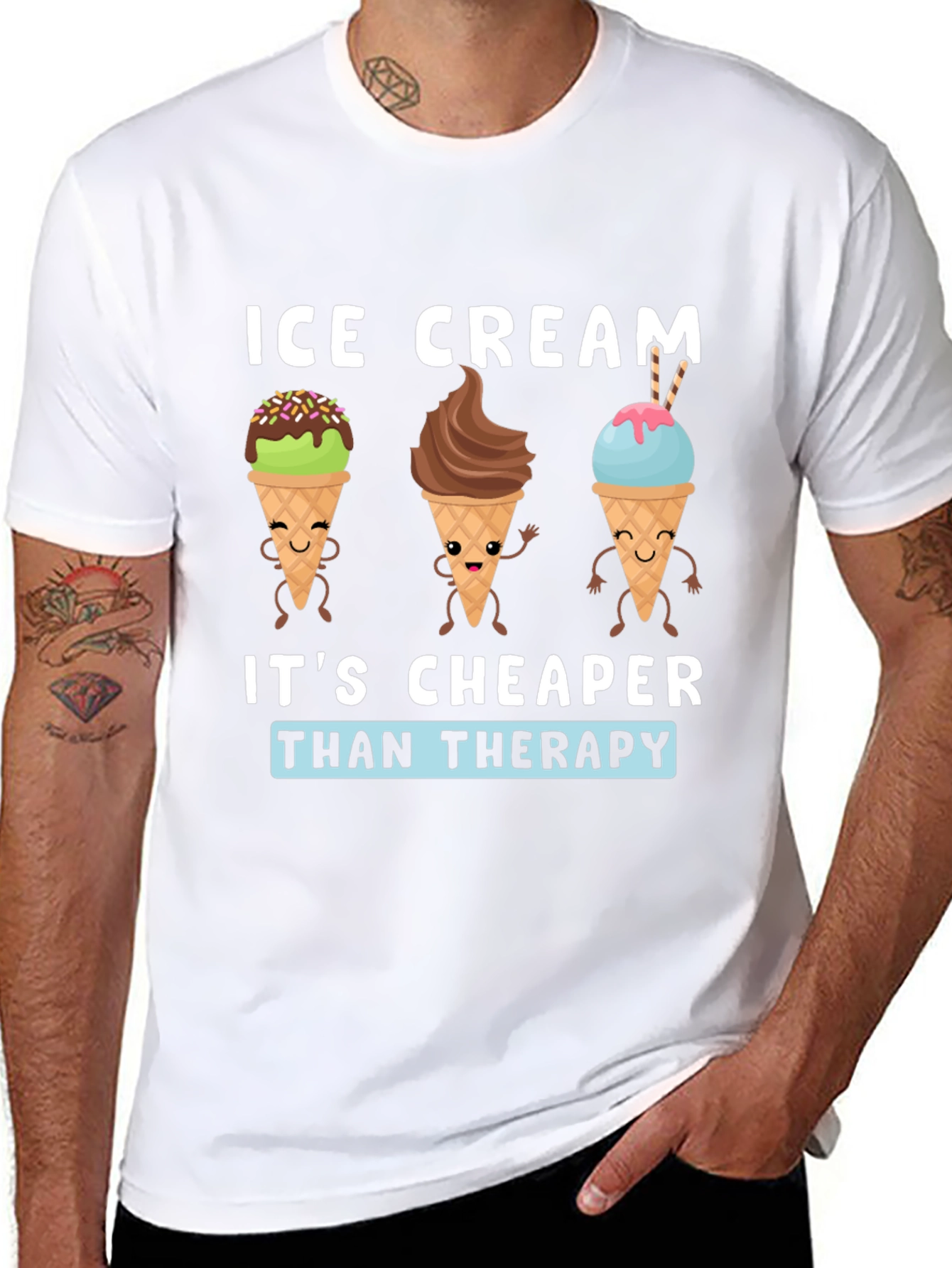 Ice Cream Cheaper Than Therapy Funny Graphic T-Shirt