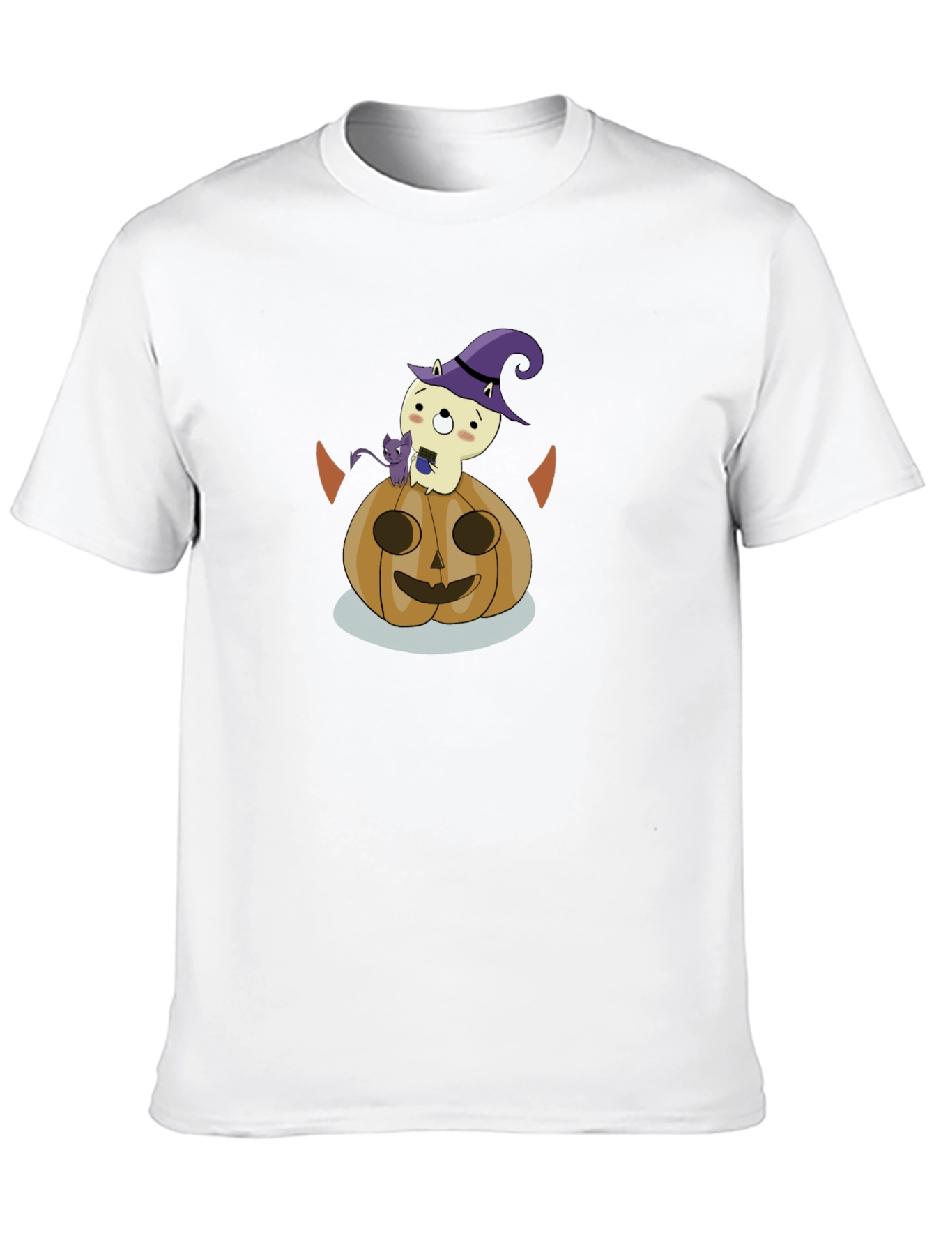 Halloween Graphic Tee: Cute Ghost & Pumpkin