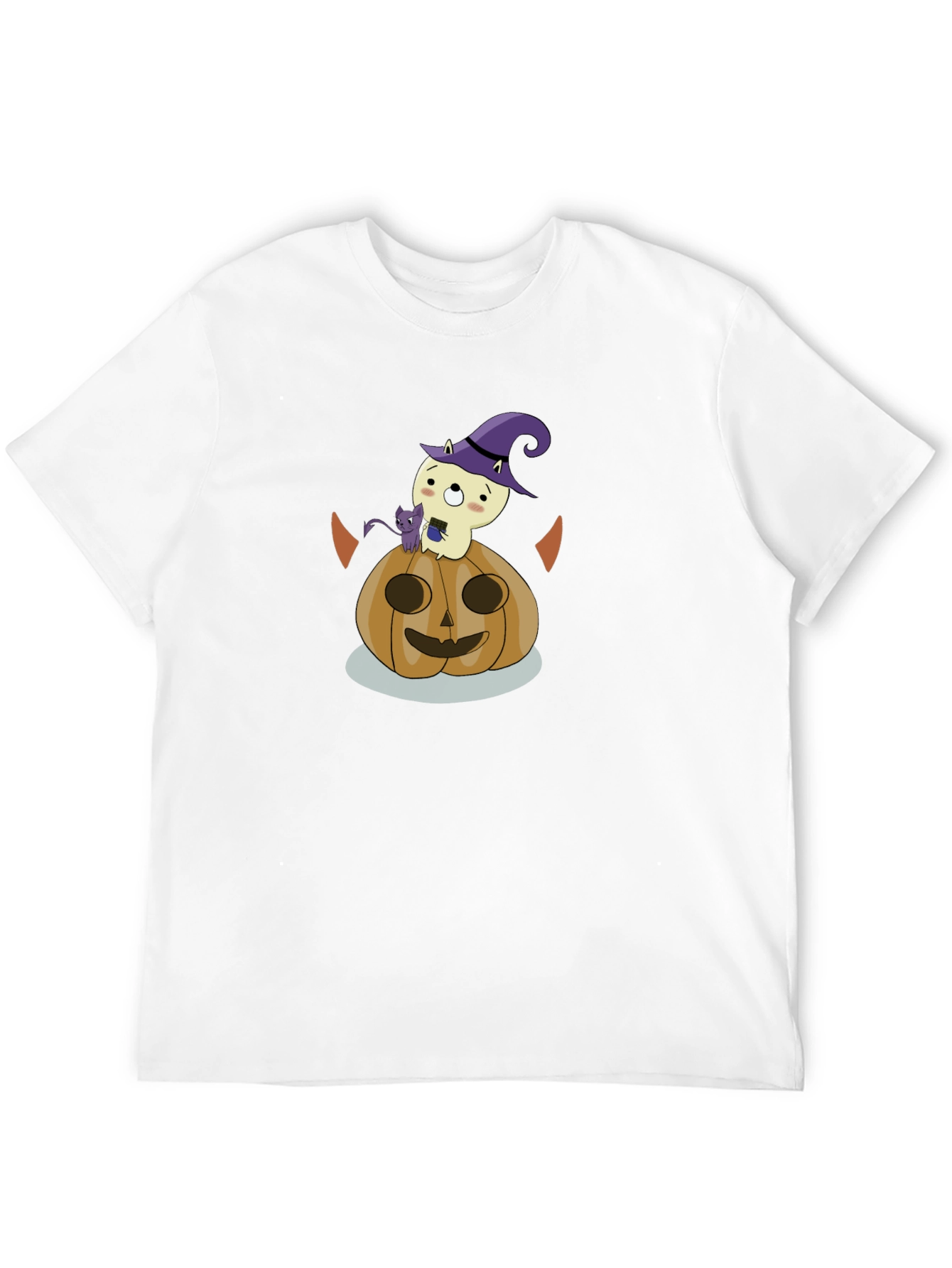 Halloween Graphic Tee: Cute Ghost & Pumpkin