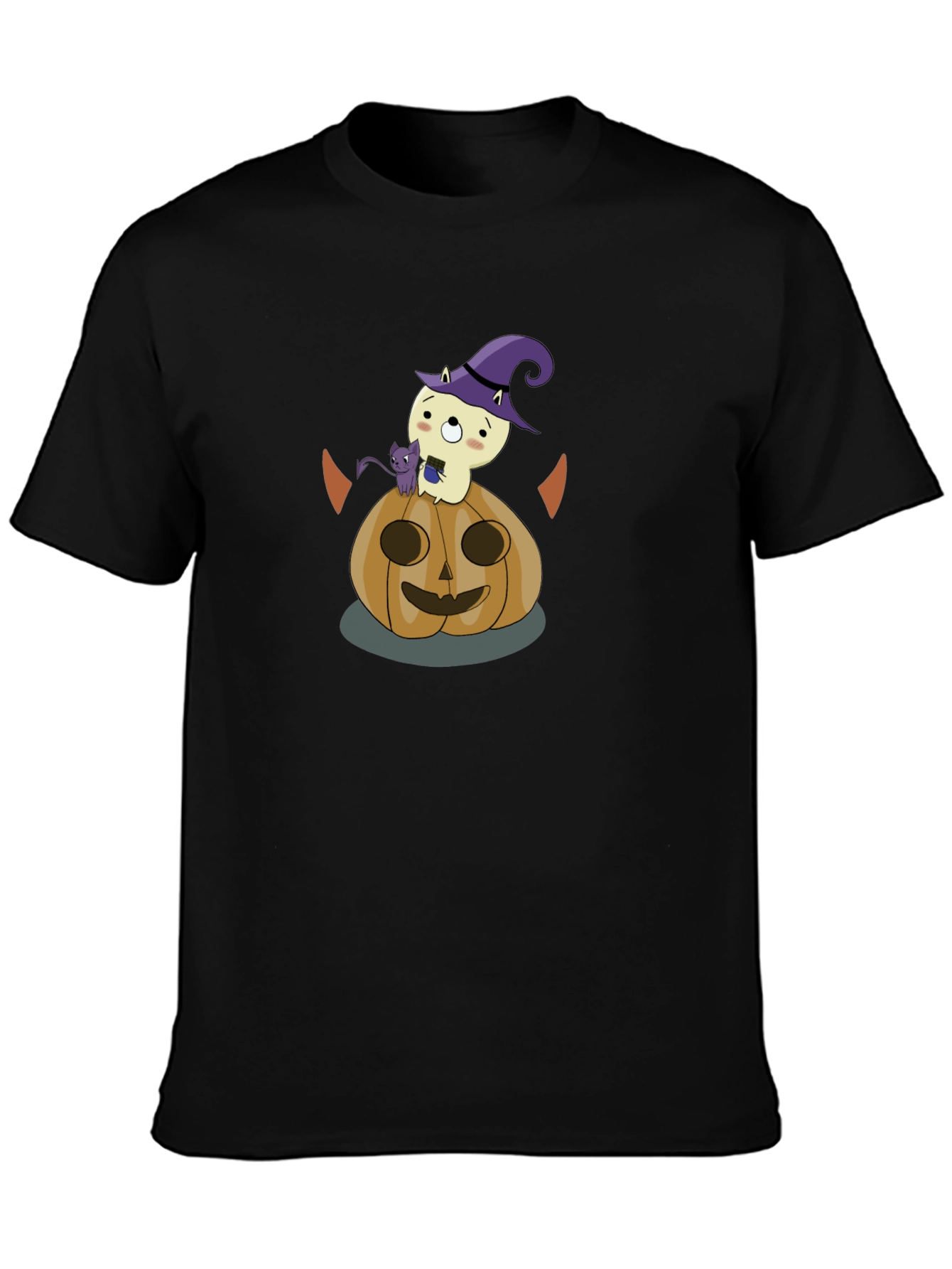 Halloween Graphic Tee: Cute Ghost & Pumpkin