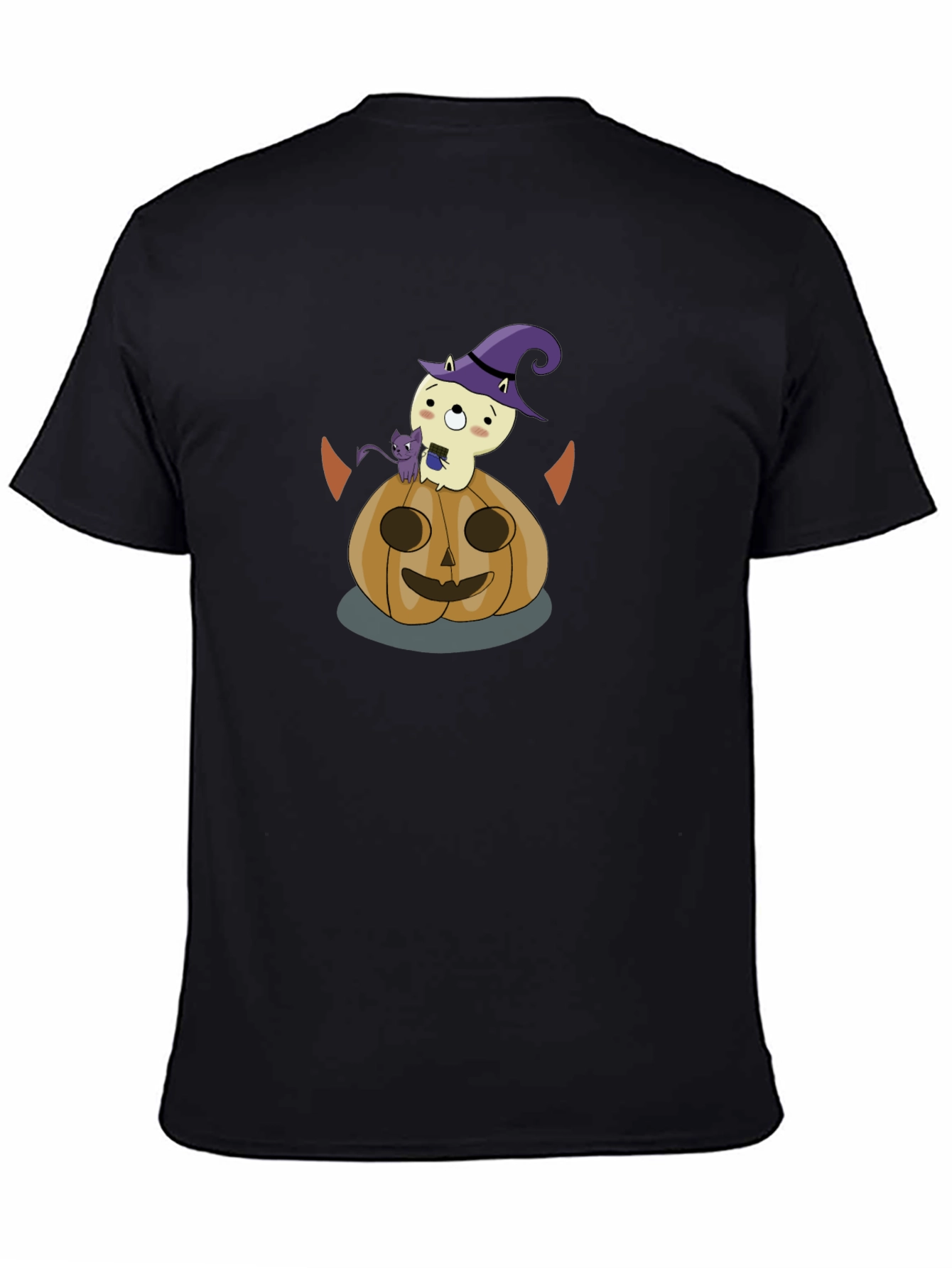 Halloween Graphic Tee: Cute Ghost & Pumpkin