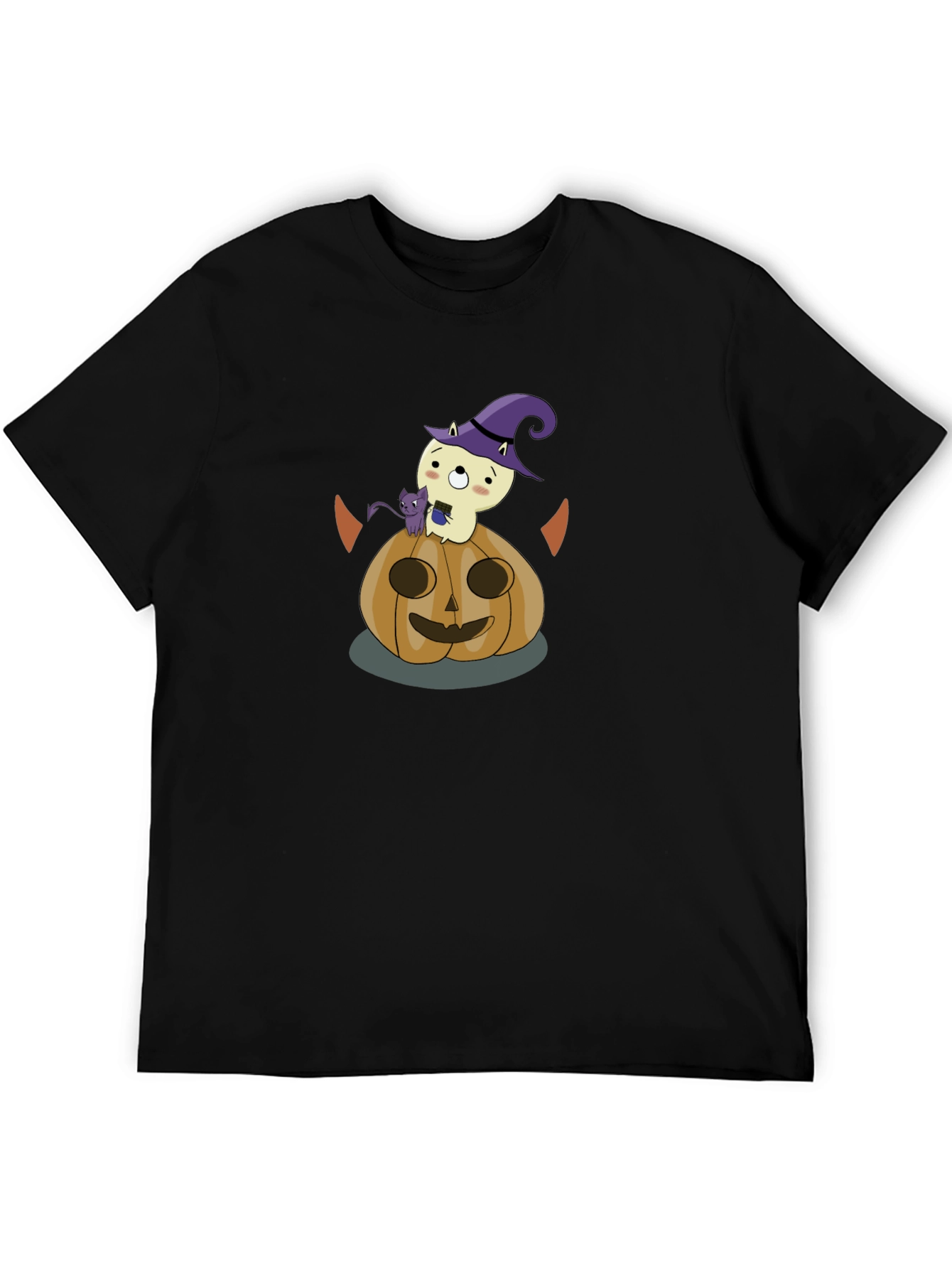 Halloween Graphic Tee: Cute Ghost & Pumpkin