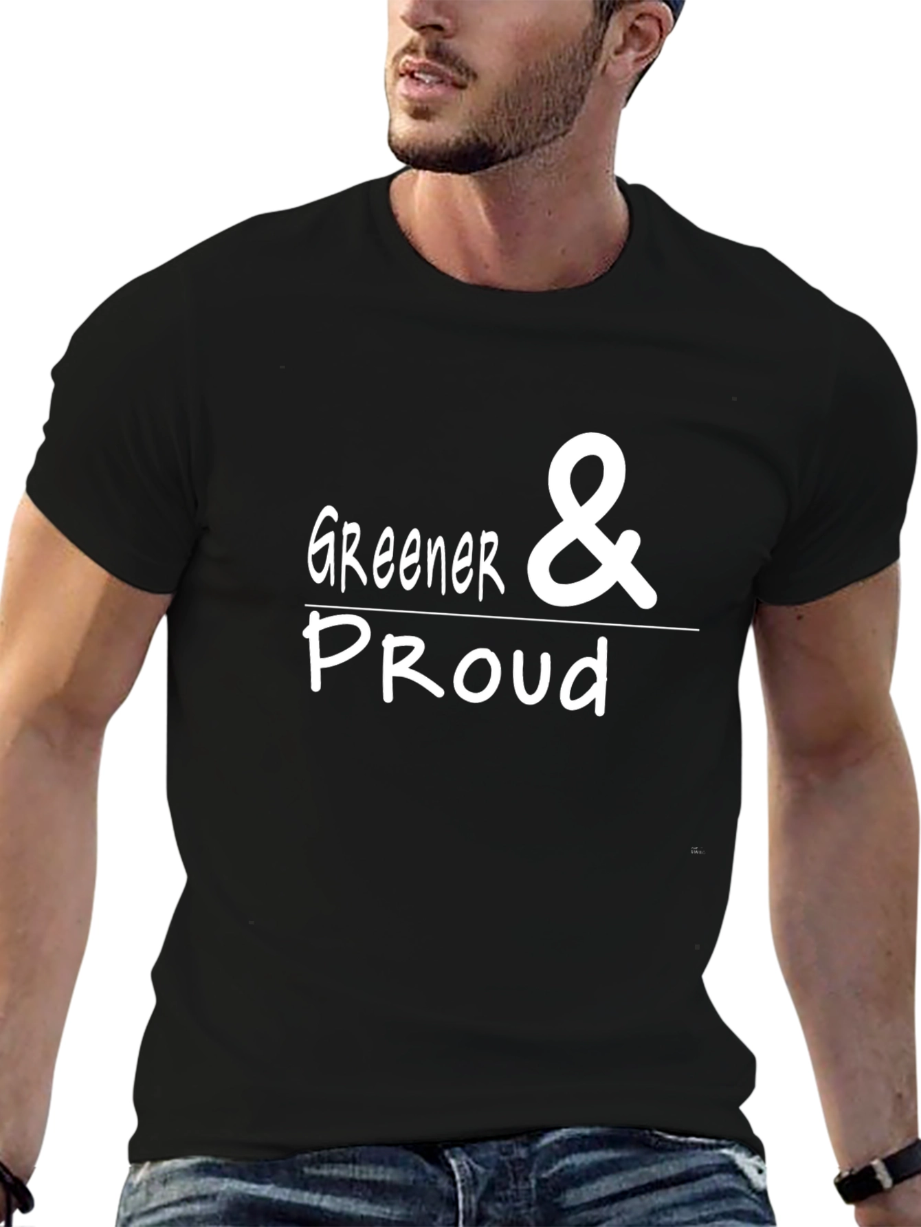 Greener & Proud Graphic Tee - Black Cotton Blend