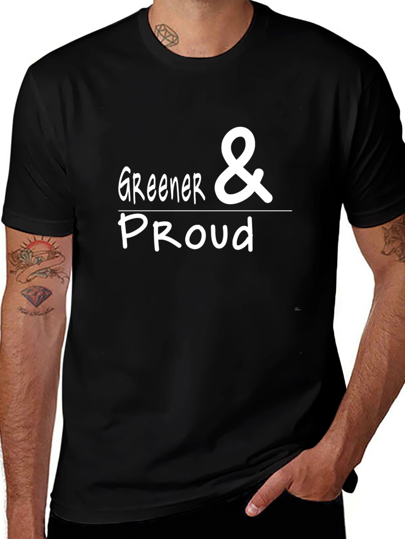 Greener & Proud Graphic Tee - Black Cotton Blend