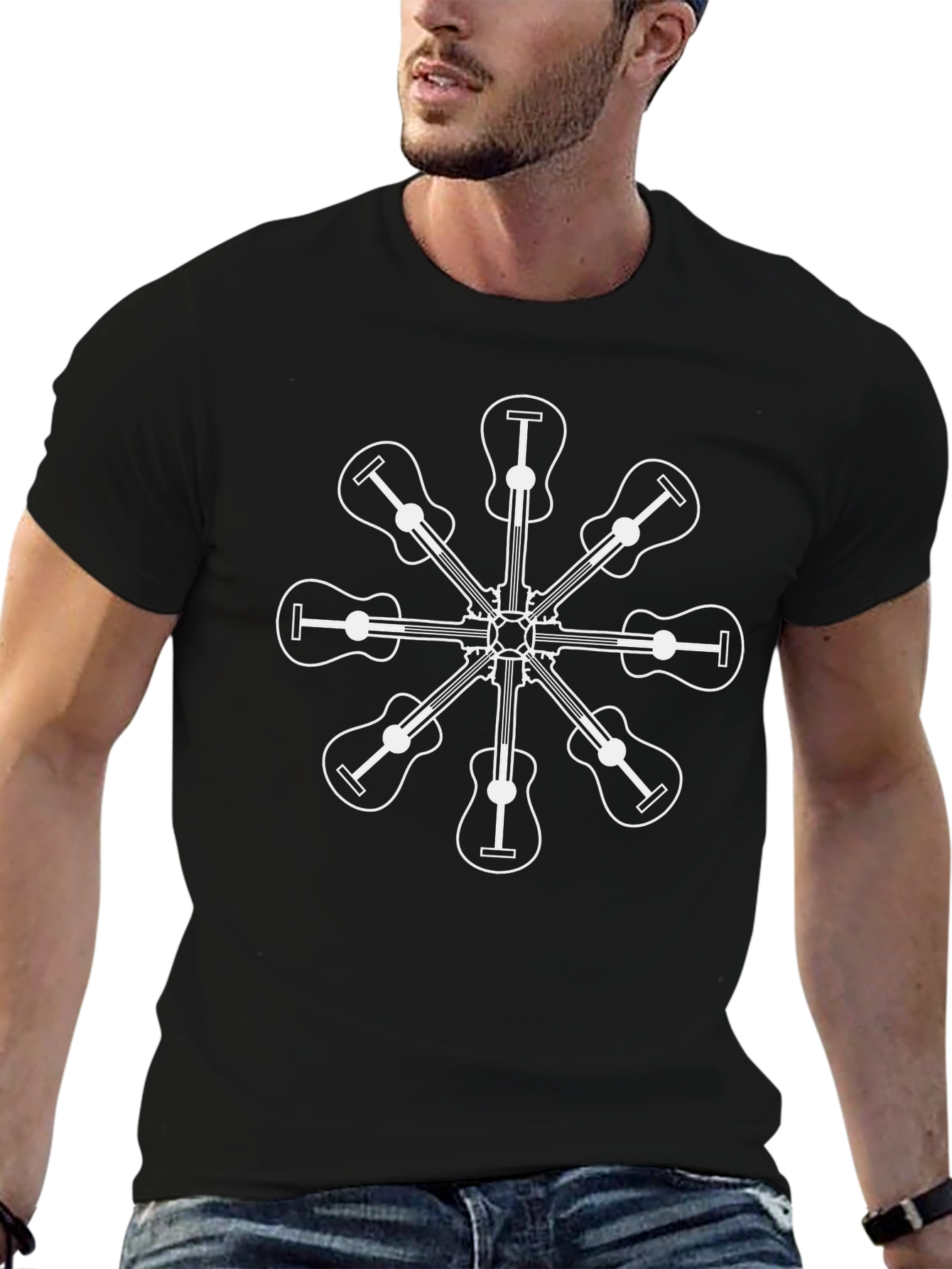Guitar Circle Graphic T-Shirt - Black