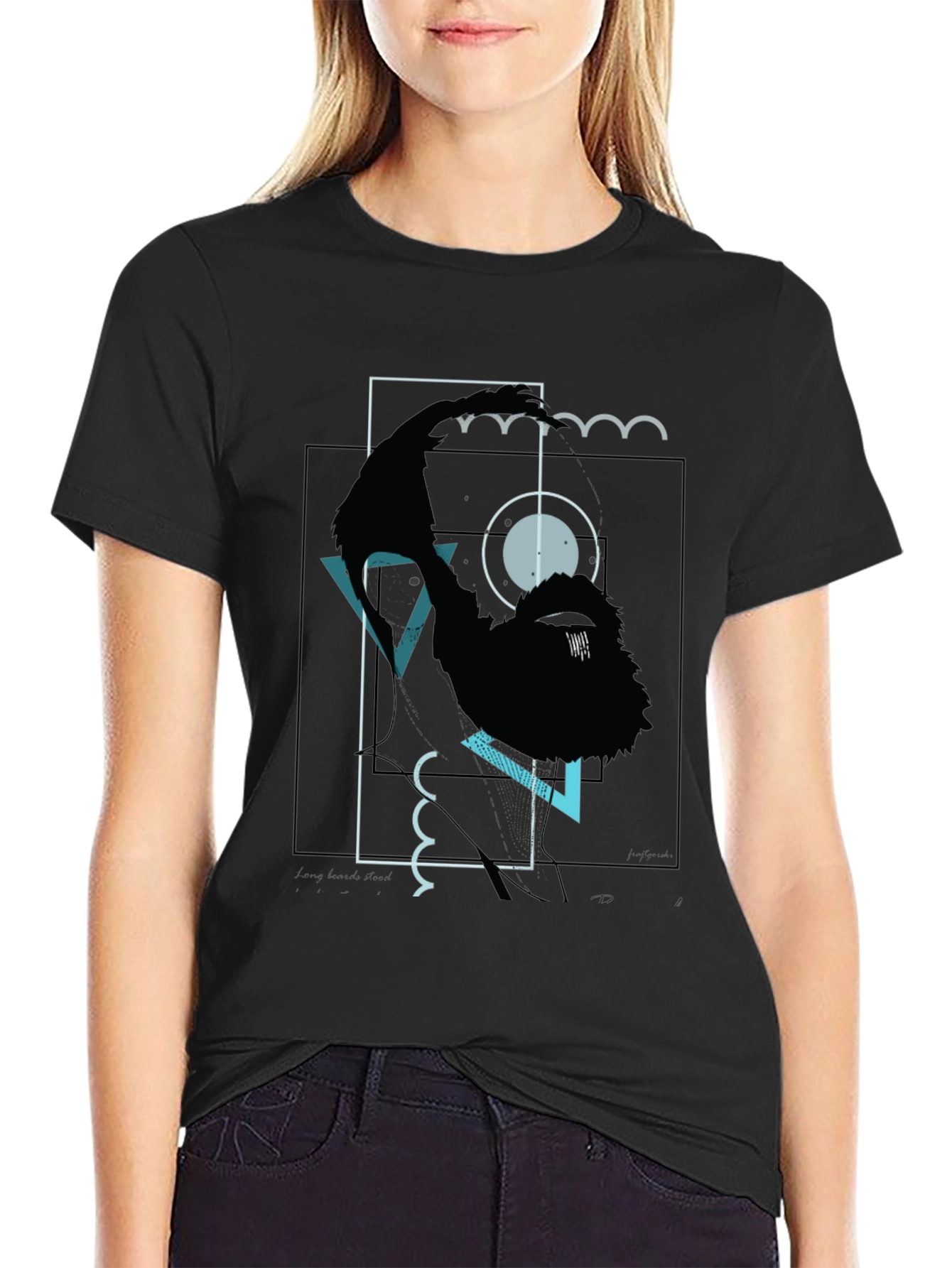 Abstract Bigfoot Graphic Tee - Black Cotton Blend