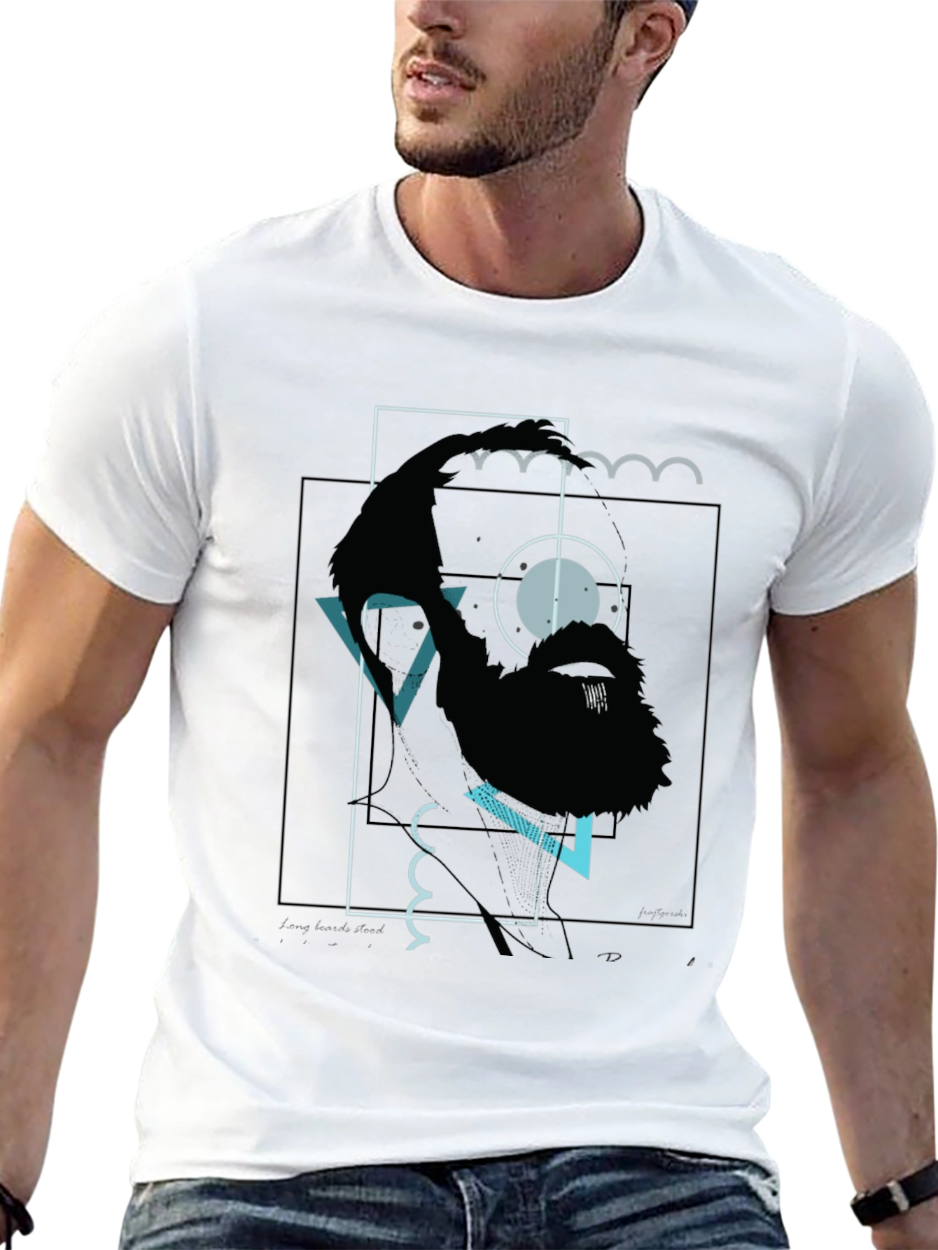 Abstract Bigfoot Graphic Tee - Black Cotton Blend