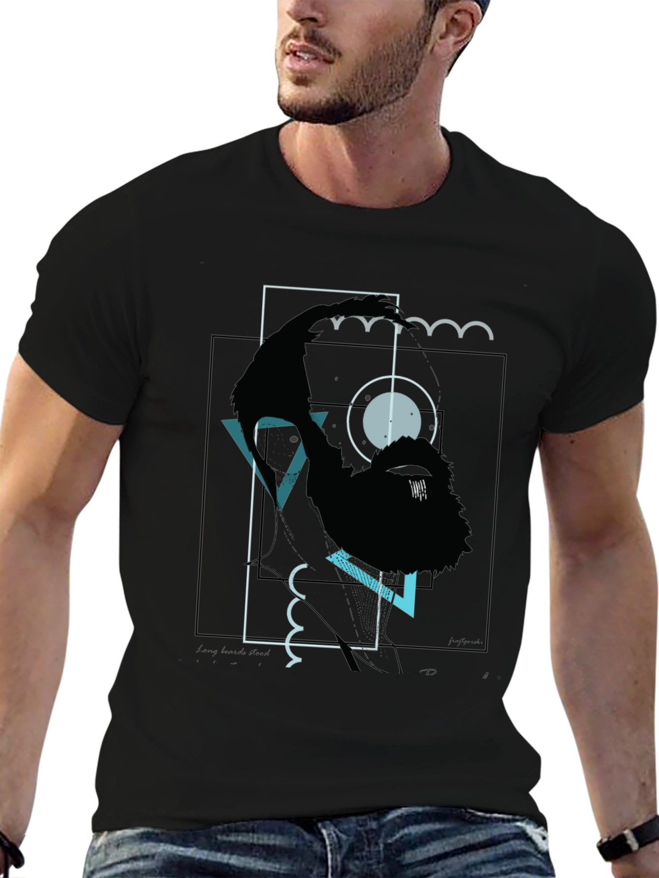 Abstract Bigfoot Graphic Tee - Black Cotton Blend
