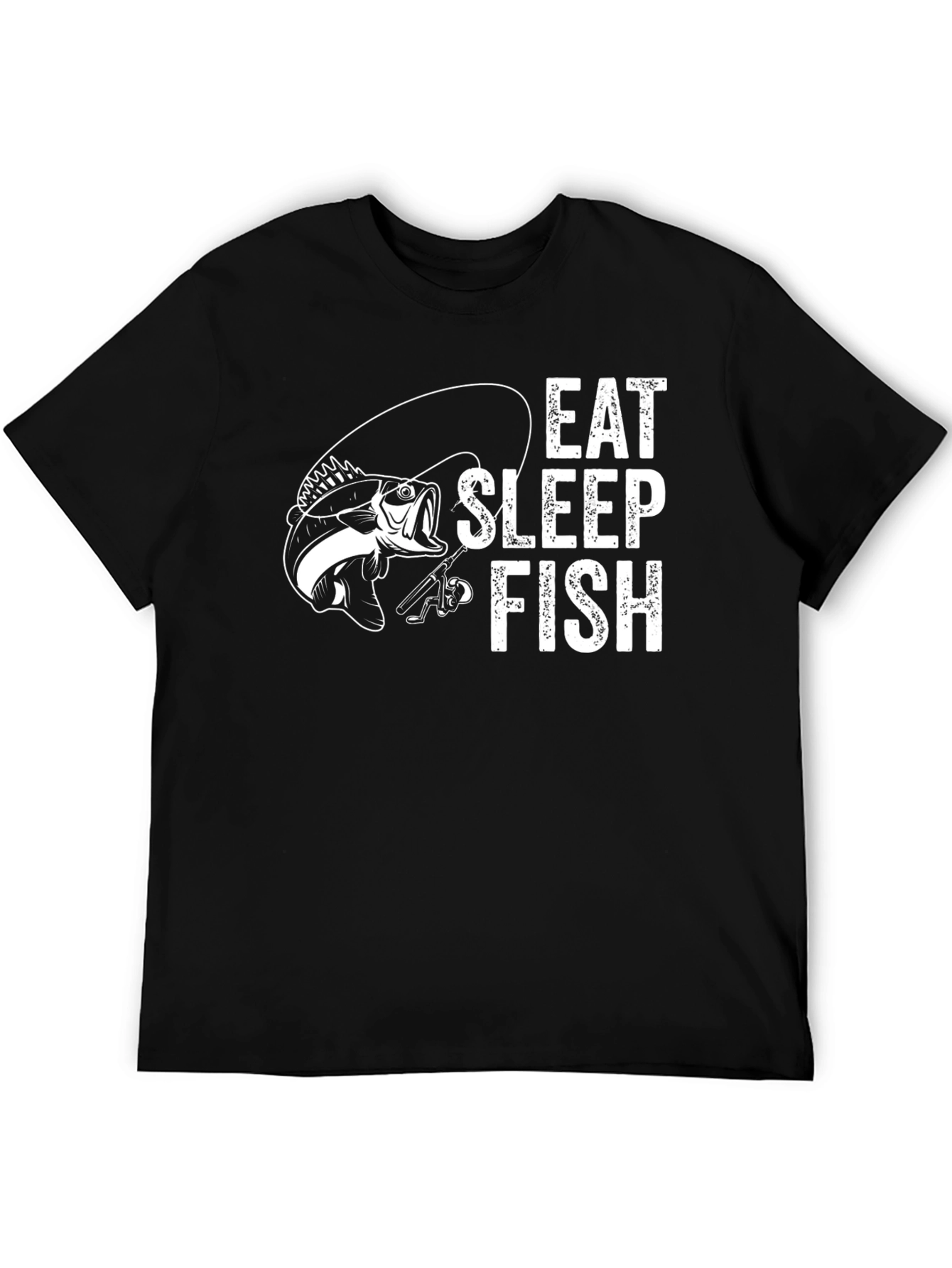 Eat Sleep Fish Black Graphic T-Shirt