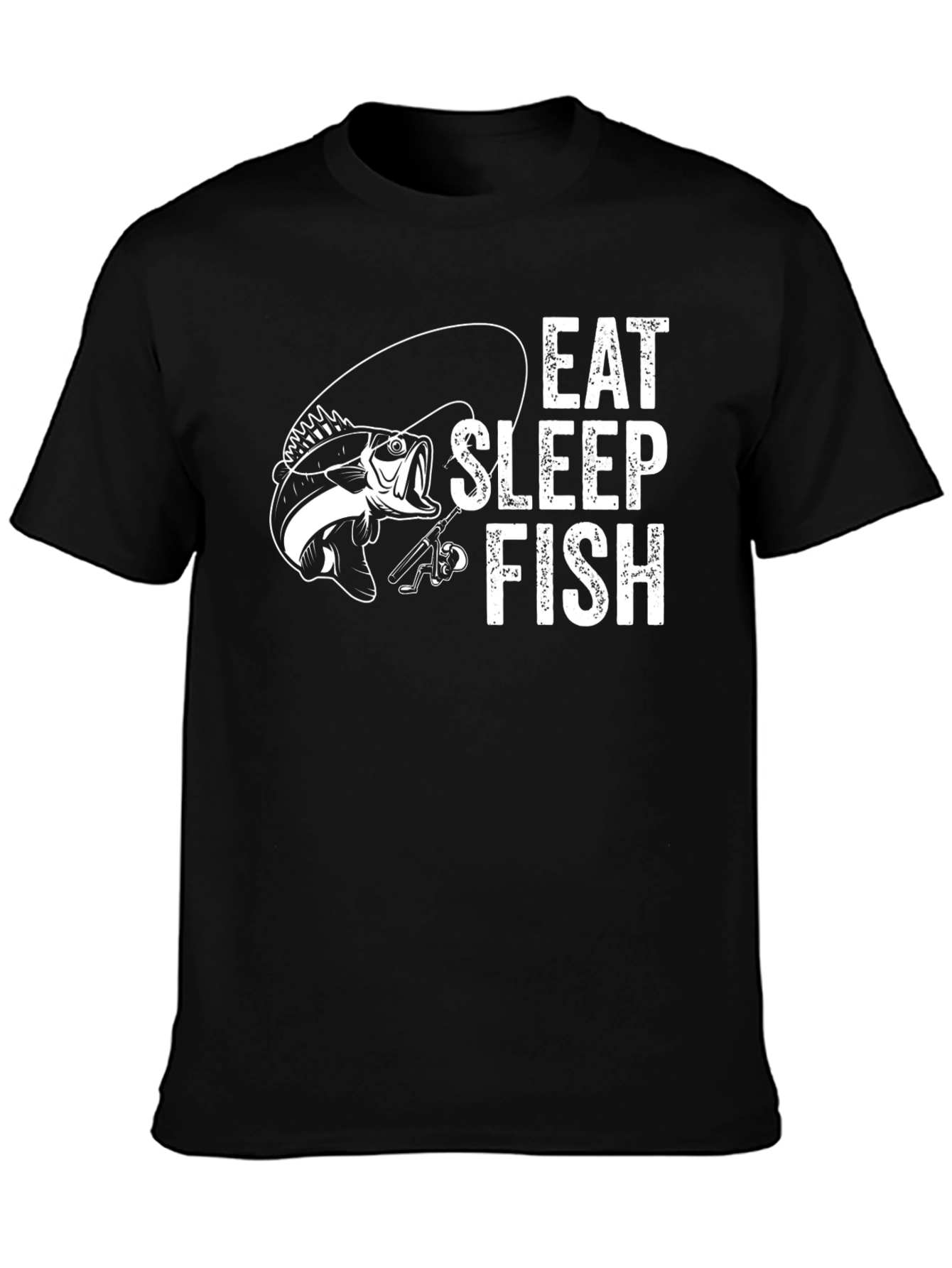 Eat Sleep Fish Black Graphic T-Shirt