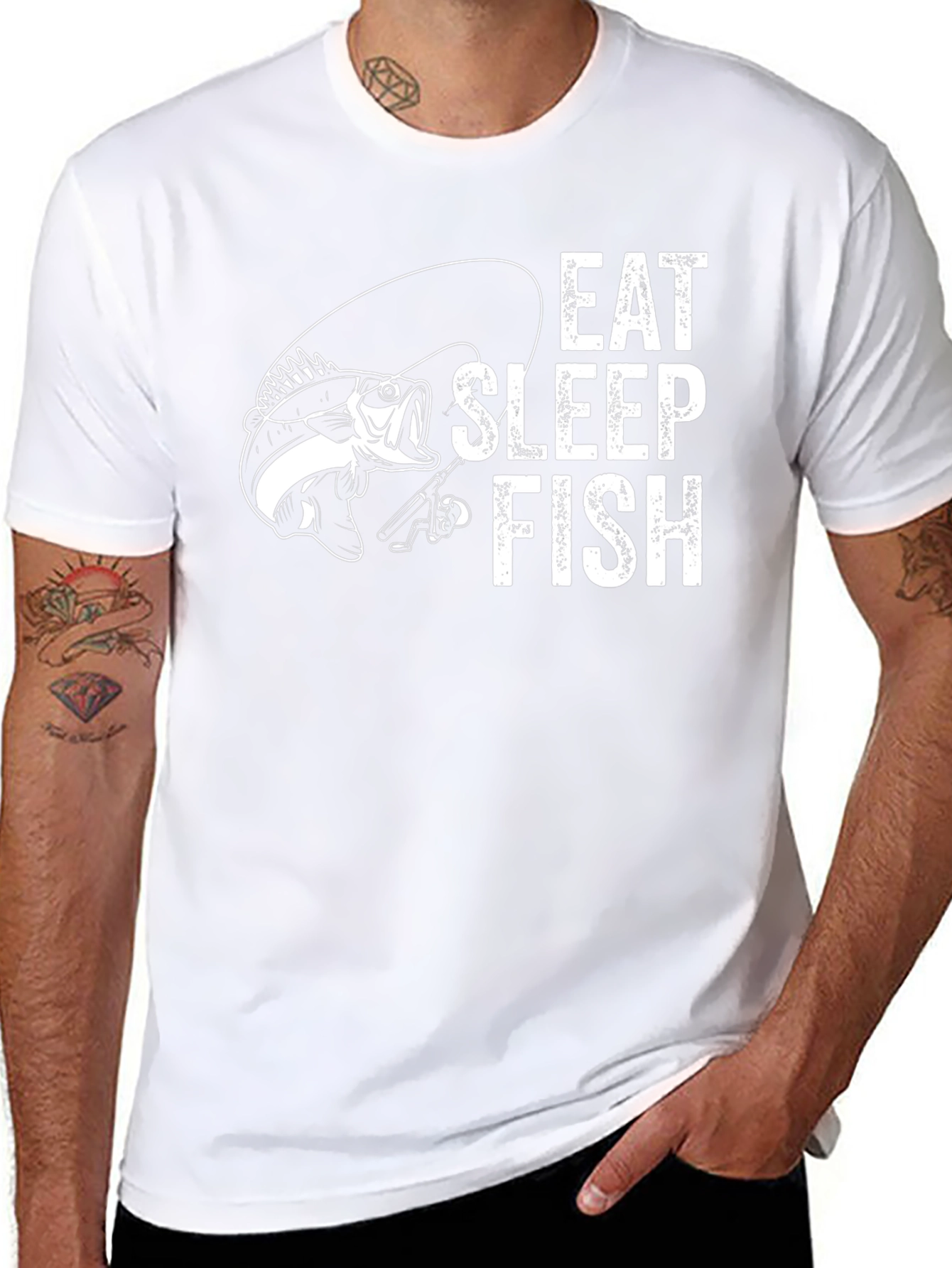 Eat Sleep Fish Black Graphic T-Shirt