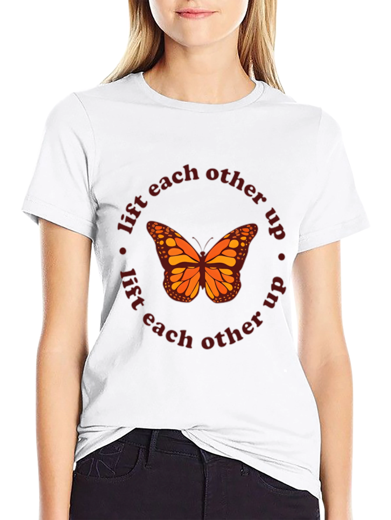 Butterfly Lift Each Other Up Black T-Shirt